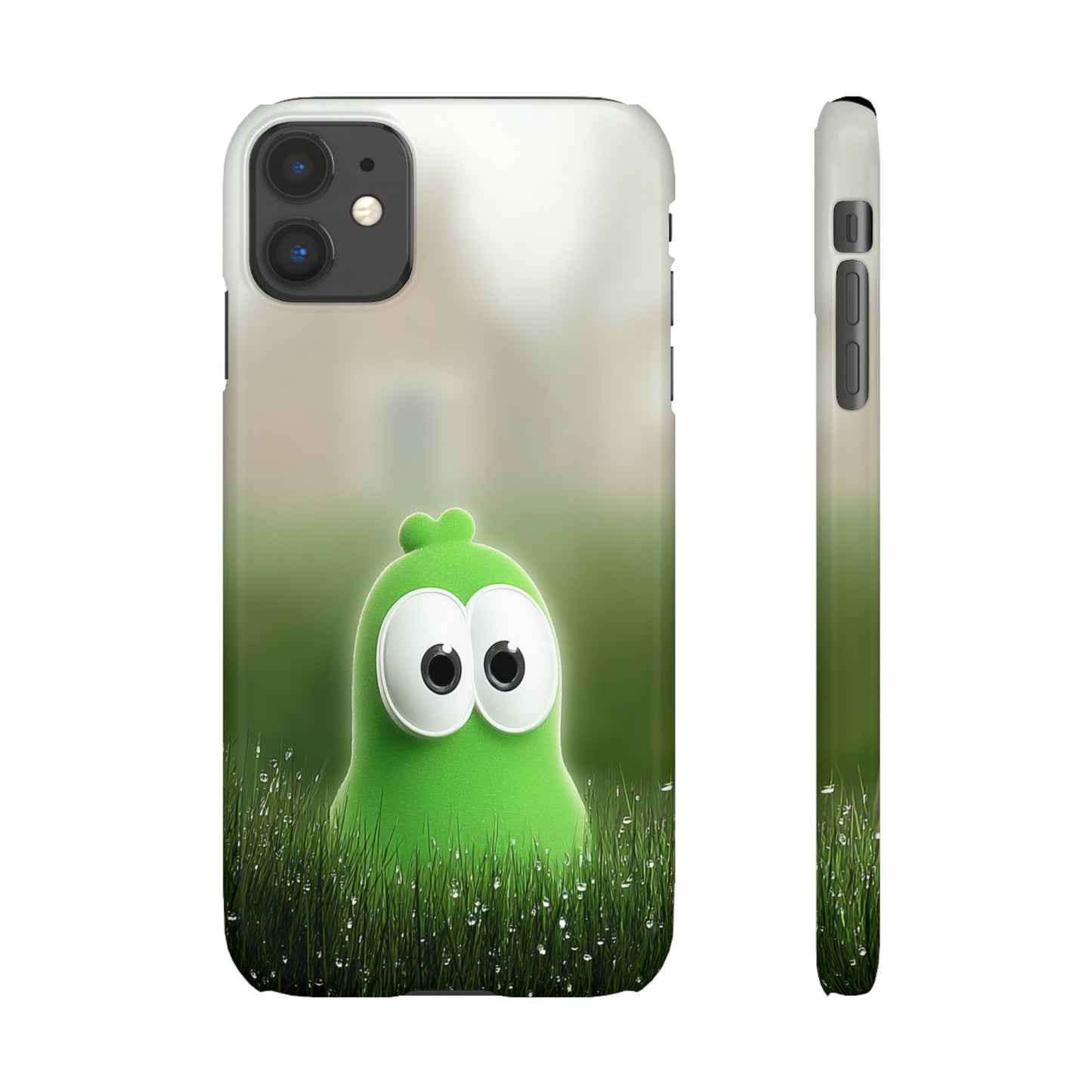Cute Green Creature Phone Case, Snap Cases, Green Monster Phone Cover, Fun Phone Accessory, Playful Gift for Kids