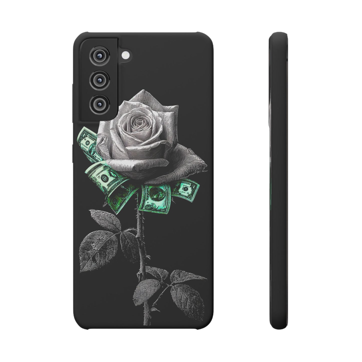 Stylish Rose & Money Snap Case - Floral Phone Protection, Trendy Gift for Him/Her, Birthday Present, Accessories for Teens