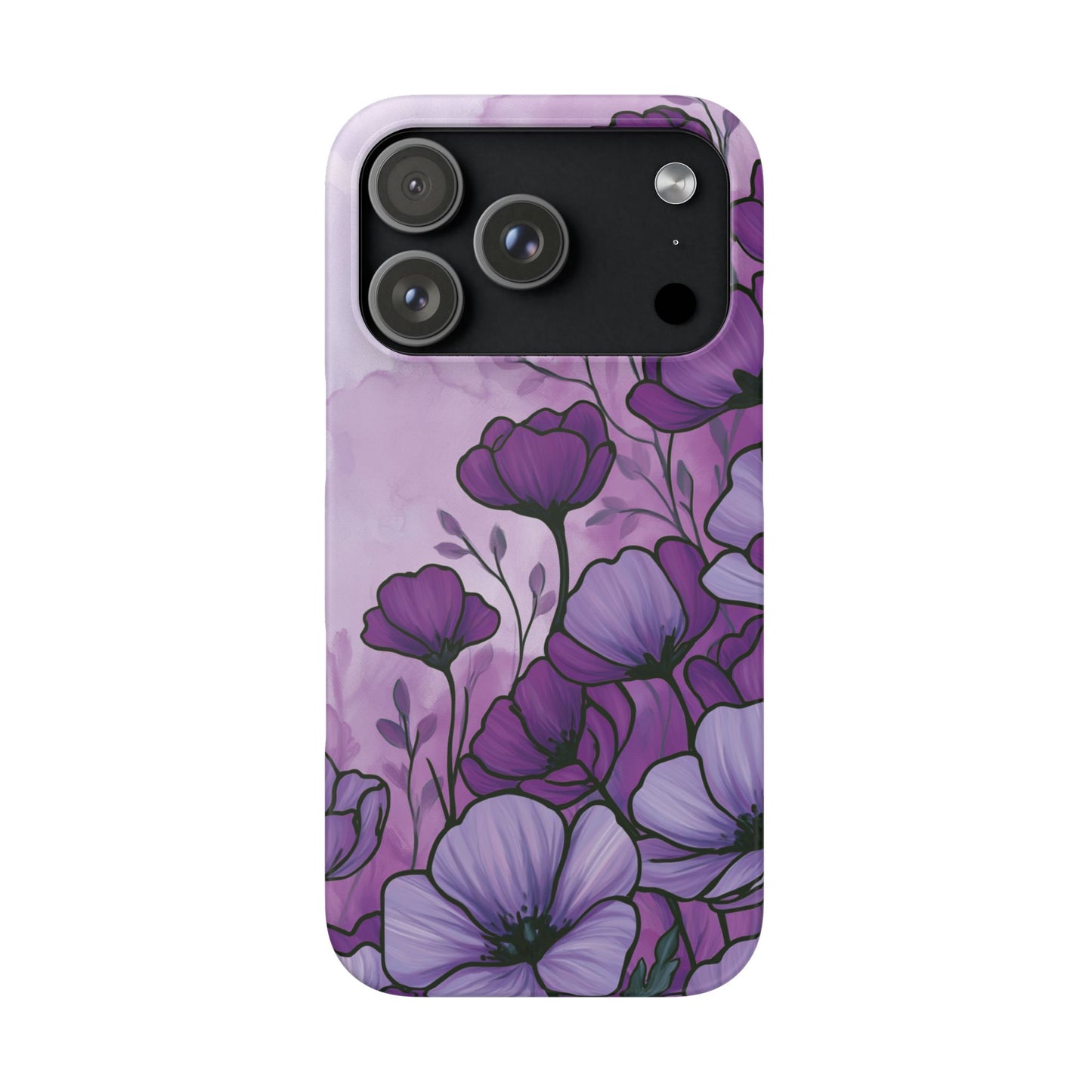 Purple Floral Phone Case – Violet Watercolor Poppy Snap Case