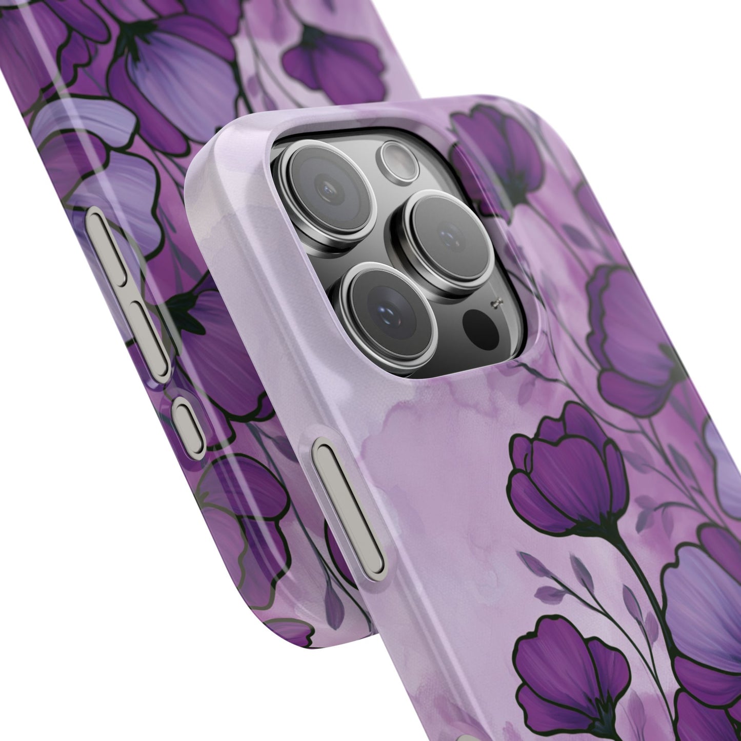 Purple Floral Phone Case – Violet Watercolor Poppy Snap Case