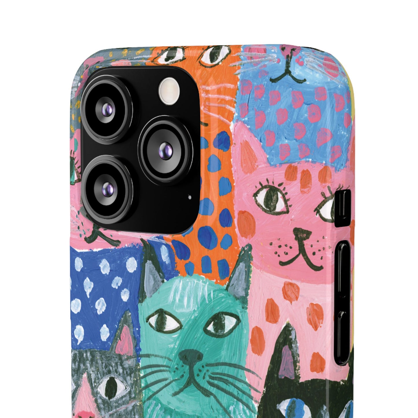 Colorful Cat Pattern Phone Case – Cute Multicolor Kitty Snap Case