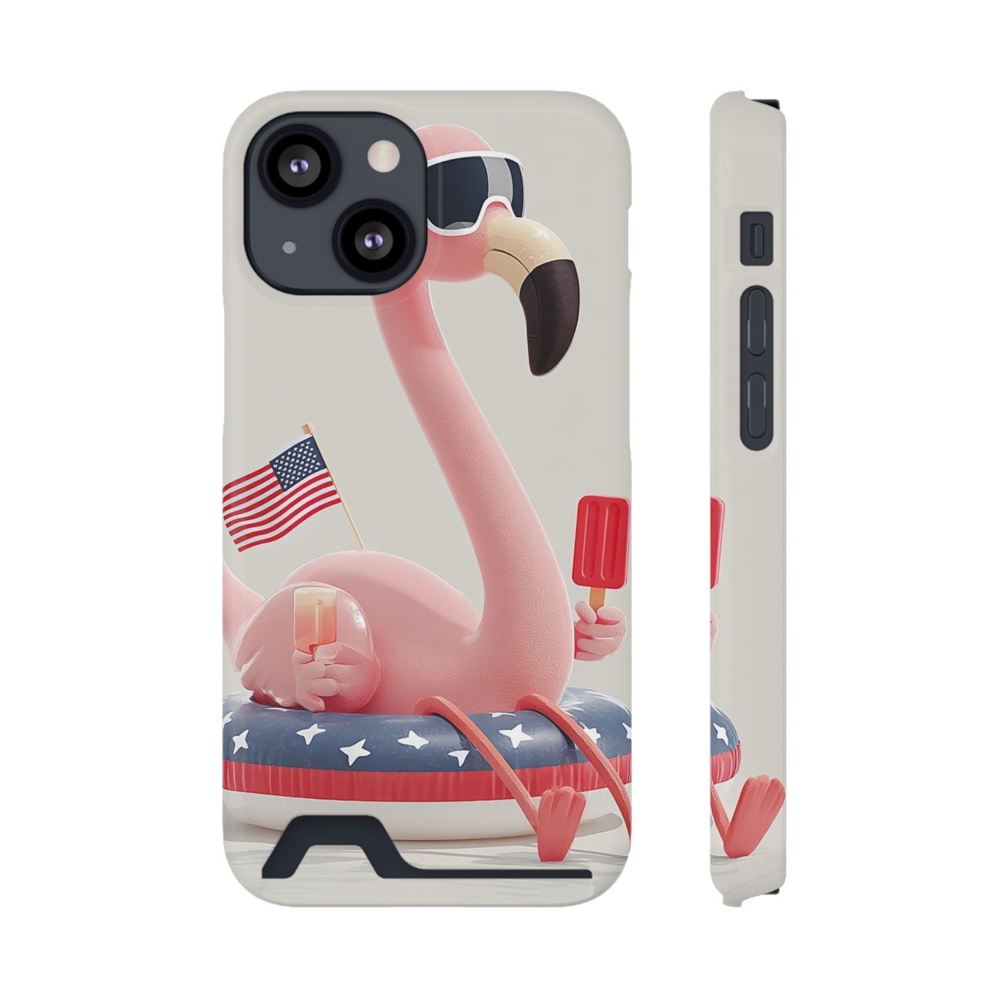 Summer Vibes Phone Case with Card Holder, Cute Flamingo Design, Tropical Cell Phone Accessory, Beach Lover Gift, Fun Summer Accessory, [...]