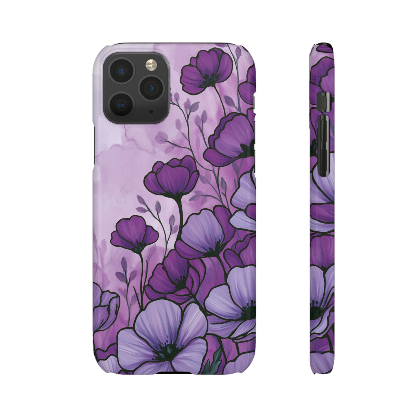 Purple Floral Phone Case – Violet Watercolor Poppy Snap Case