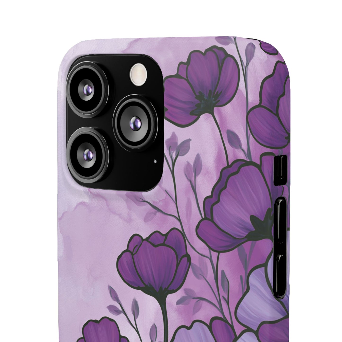 Purple Floral Phone Case – Violet Watercolor Poppy Snap Case