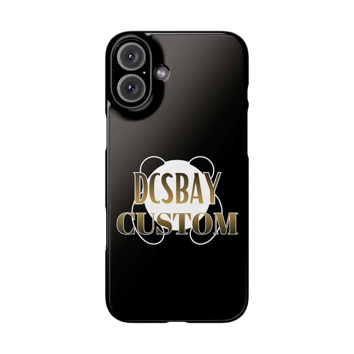 Phone Case — Glossy Black Custom "DCSBAY CUSTOM" Logo Snap Case