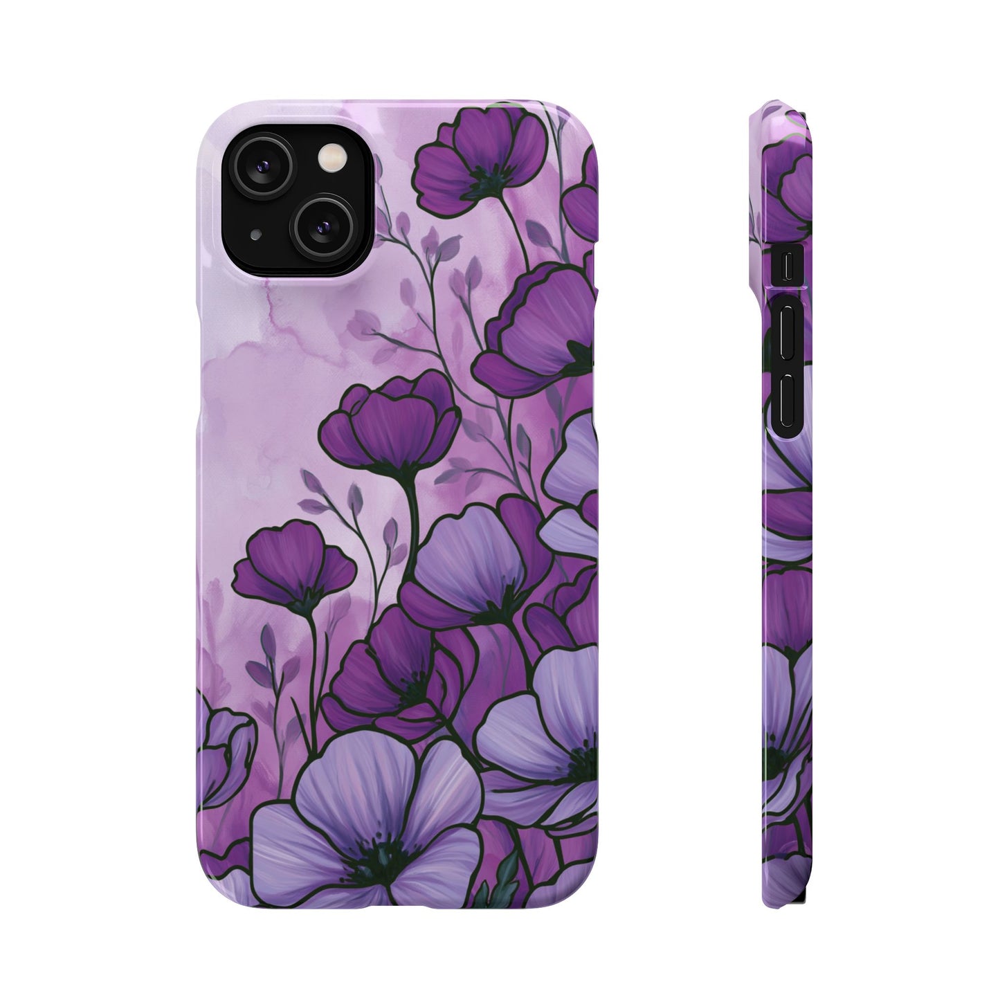Purple Floral Phone Case – Violet Watercolor Poppy Snap Case