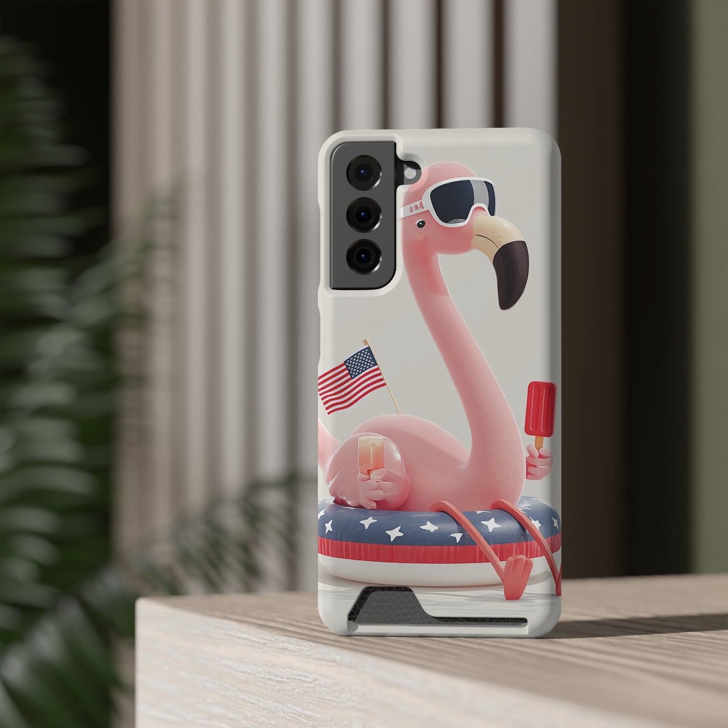 Summer Vibes Phone Case with Card Holder, Cute Flamingo Design, Tropical Cell Phone Accessory, Beach Lover Gift, Fun Summer Accessory, [...]