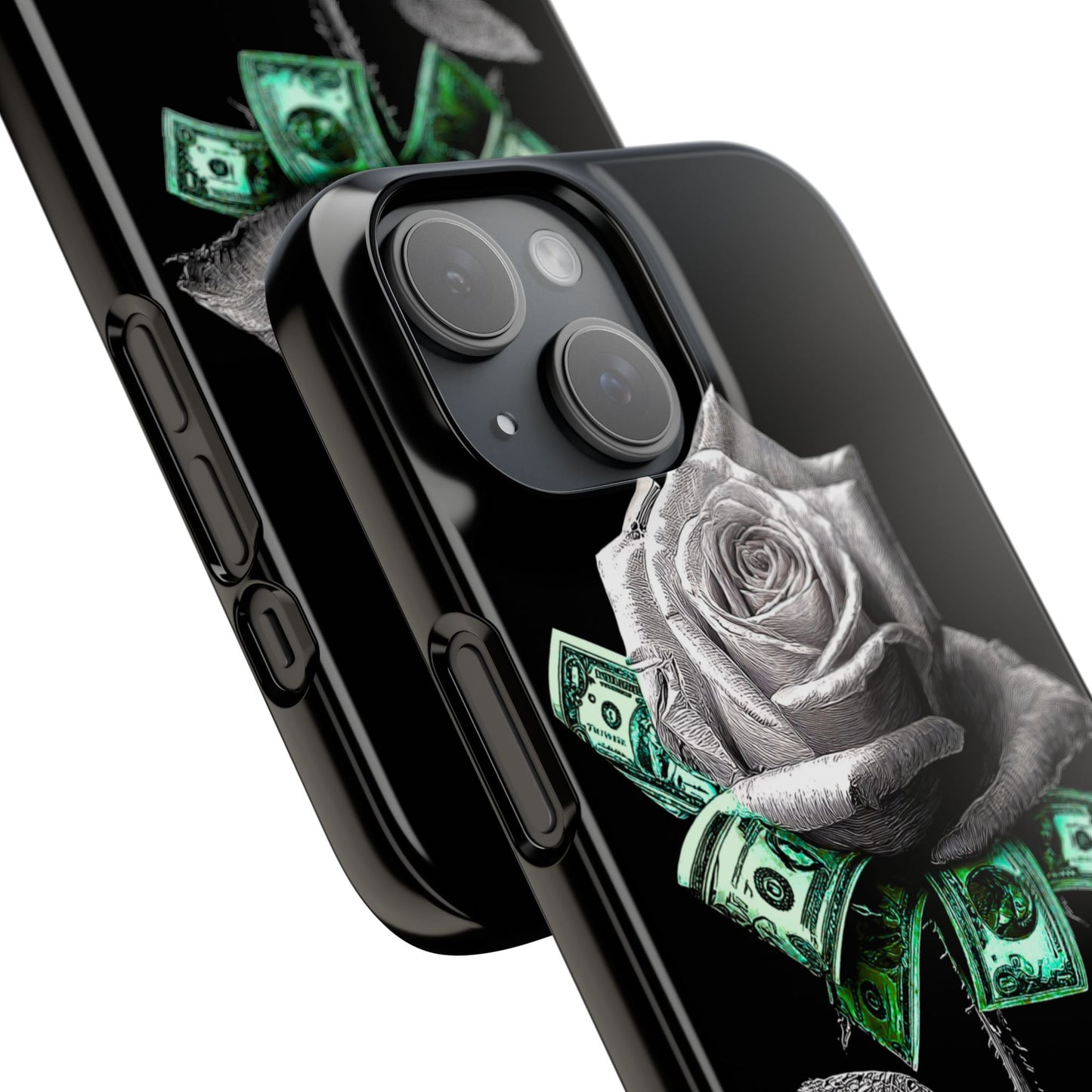 Stylish Rose & Money Snap Case - Floral Phone Protection, Trendy Gift for Him/Her, Birthday Present, Accessories for Teens