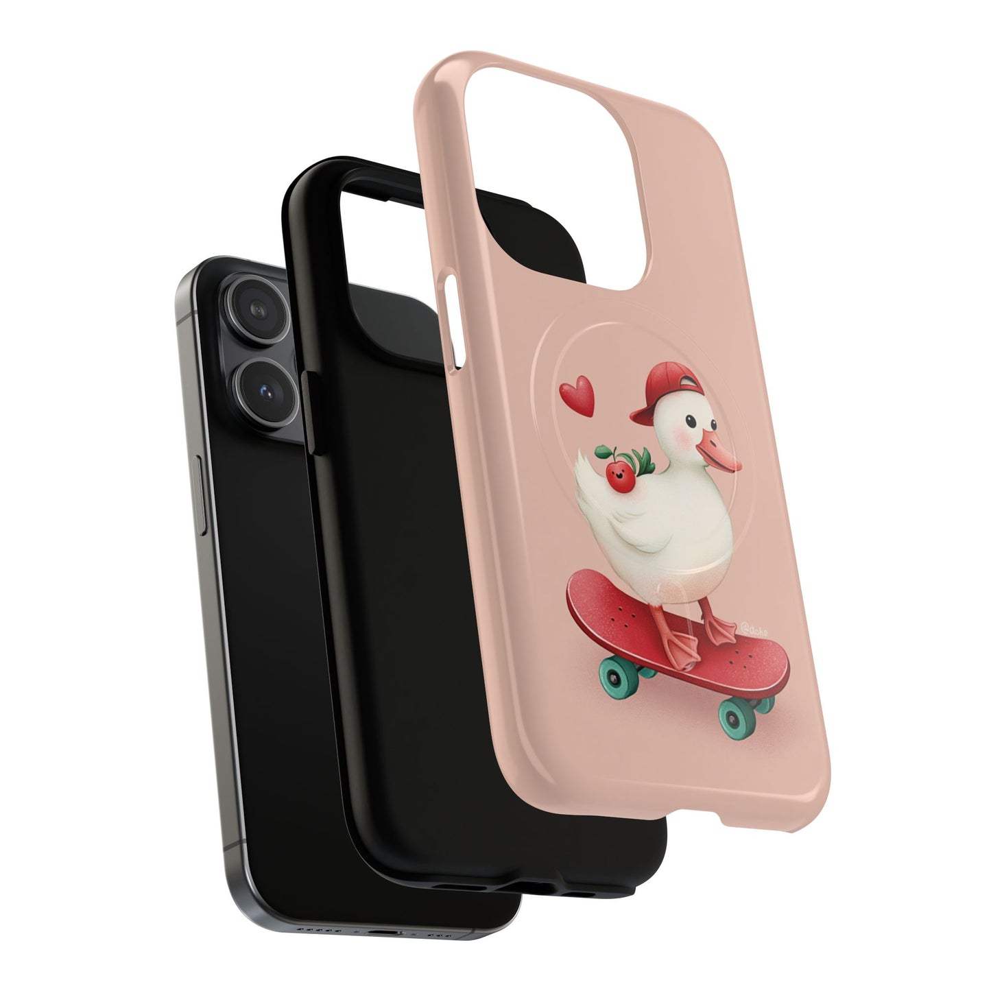 Duck Skateboard Magnetic Phone Case — Cute Pink Protective iPhone Cover