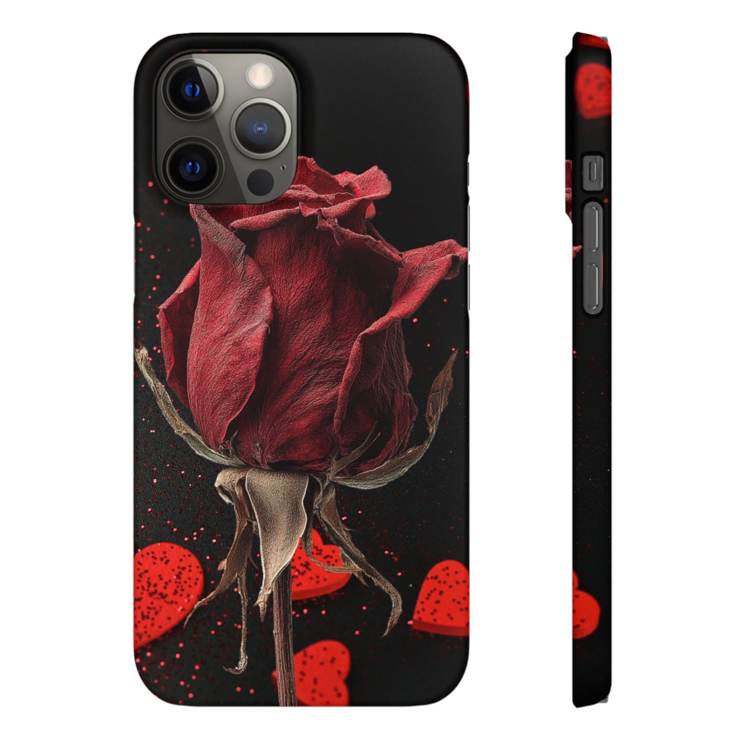 Romantic Rose Snap Case, Floral Phone Cover, Valentines Day Gift, Trendy Mobile Accessory, Heart Design Case, Elegant Phone Protector