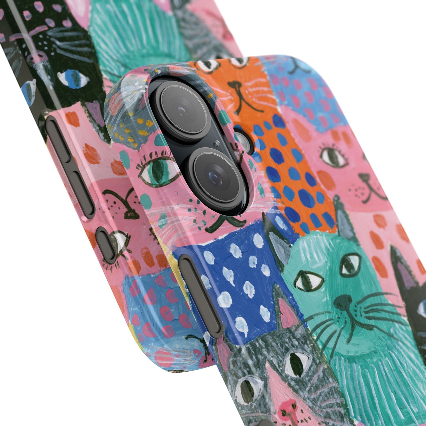 Colorful Cat Pattern Phone Case – Cute Multicolor Kitty Snap Case