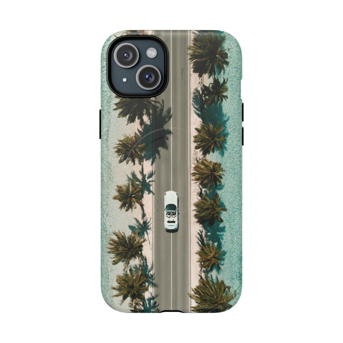 Palm Road Tough Magnetic Phone Case — Coastal Aerial Car Design