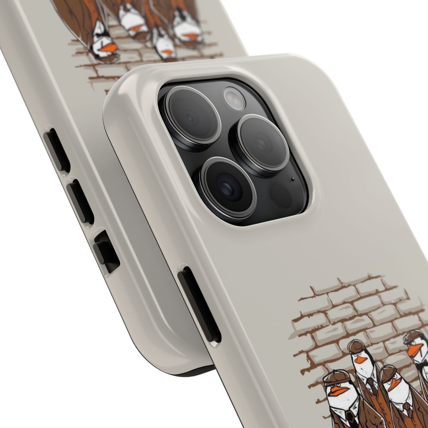 Penguin Blinders Vintage Grey Phone Case | iPhone 17 Tough Case
