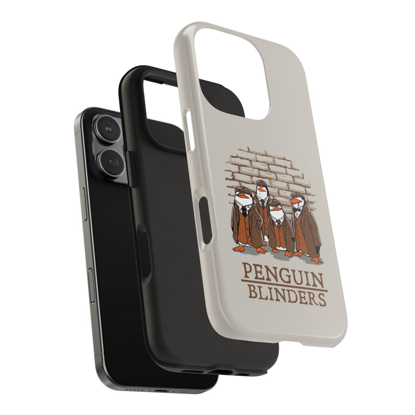 Penguin Blinders Vintage Grey Phone Case | iPhone 17 Tough Case