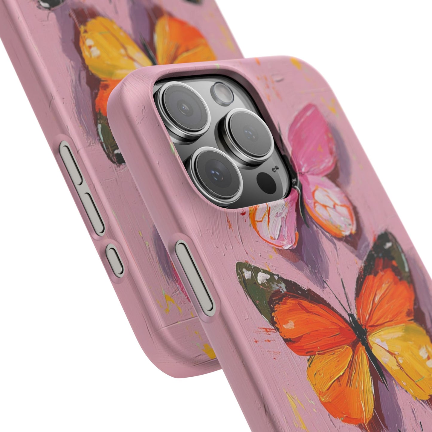 Pink Butterfly Snap Case Cover For iPhone and Samsung