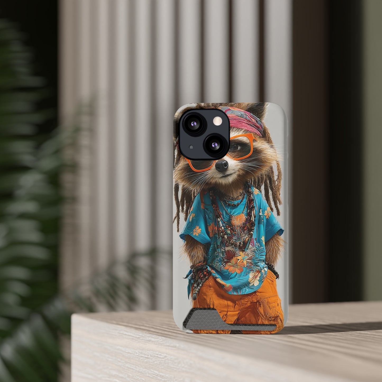 Boho Raccoon Phone Case with Card Holder, Cute Animal Phone Cover, Retro Stylish Phone Protector, Gifts for Animal Lovers, Trendy [...]