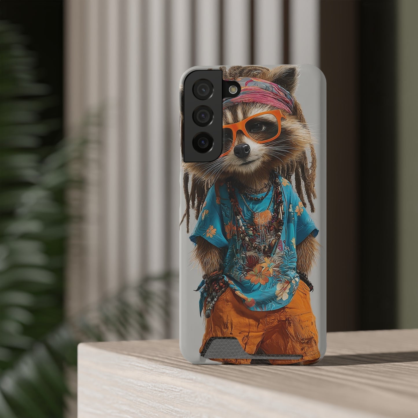 Boho Raccoon Phone Case with Card Holder, Cute Animal Phone Cover, Retro Stylish Phone Protector, Gifts for Animal Lovers, Trendy [...]