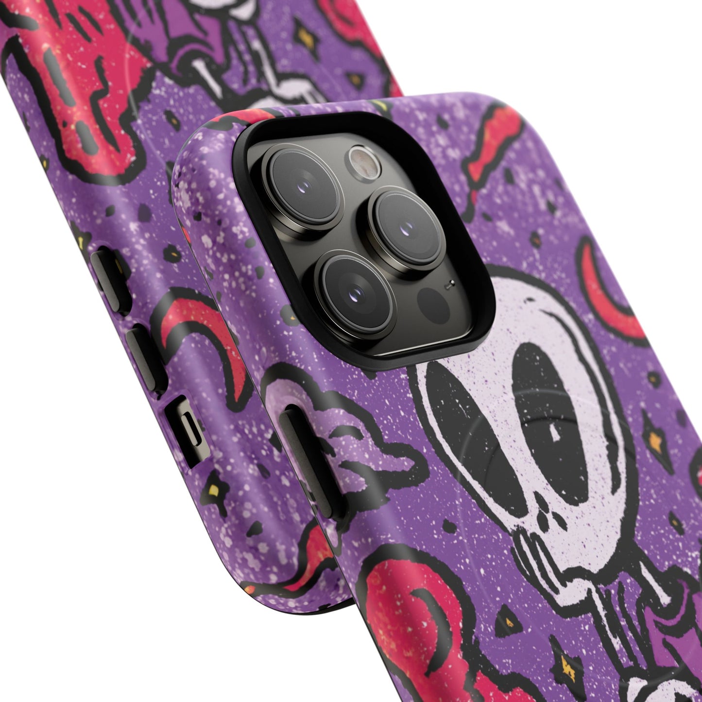 Alien Mushroom Phone Case — Cute Skeletal Space Illustration Tough Magnetic Case