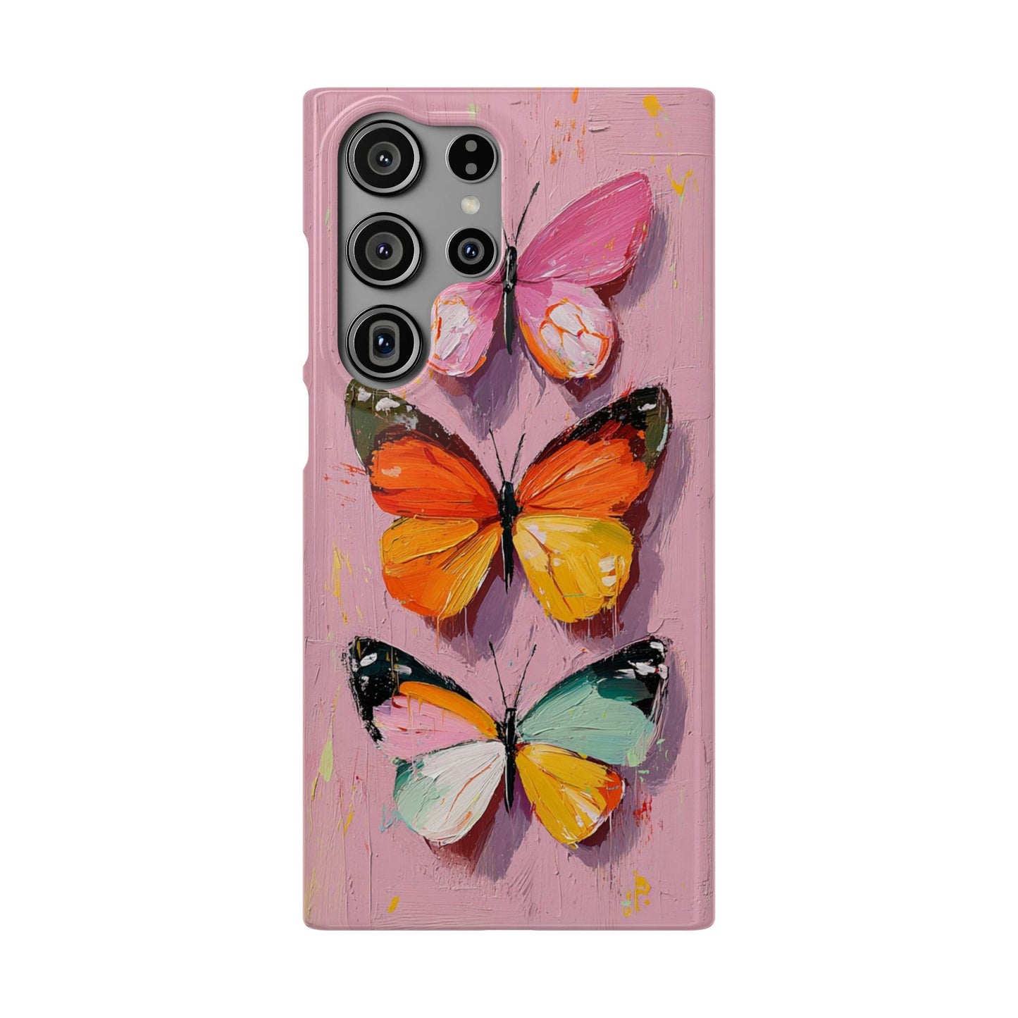 Pink Butterfly Snap Case Cover For iPhone and Samsung