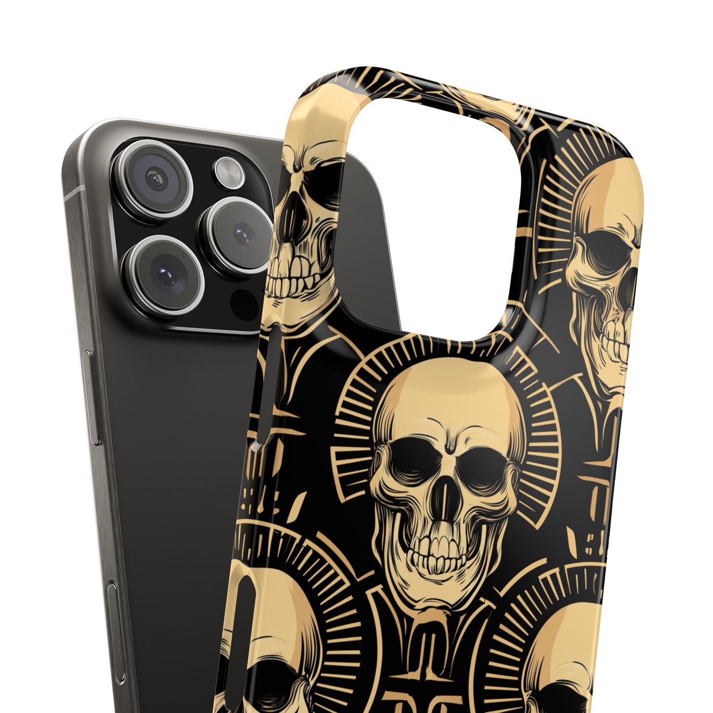 Skull Print Snap Case, Edgy Phone Cover for Goth Lovers, Protective Shell for Halloween, Unique Gift for Him or Her