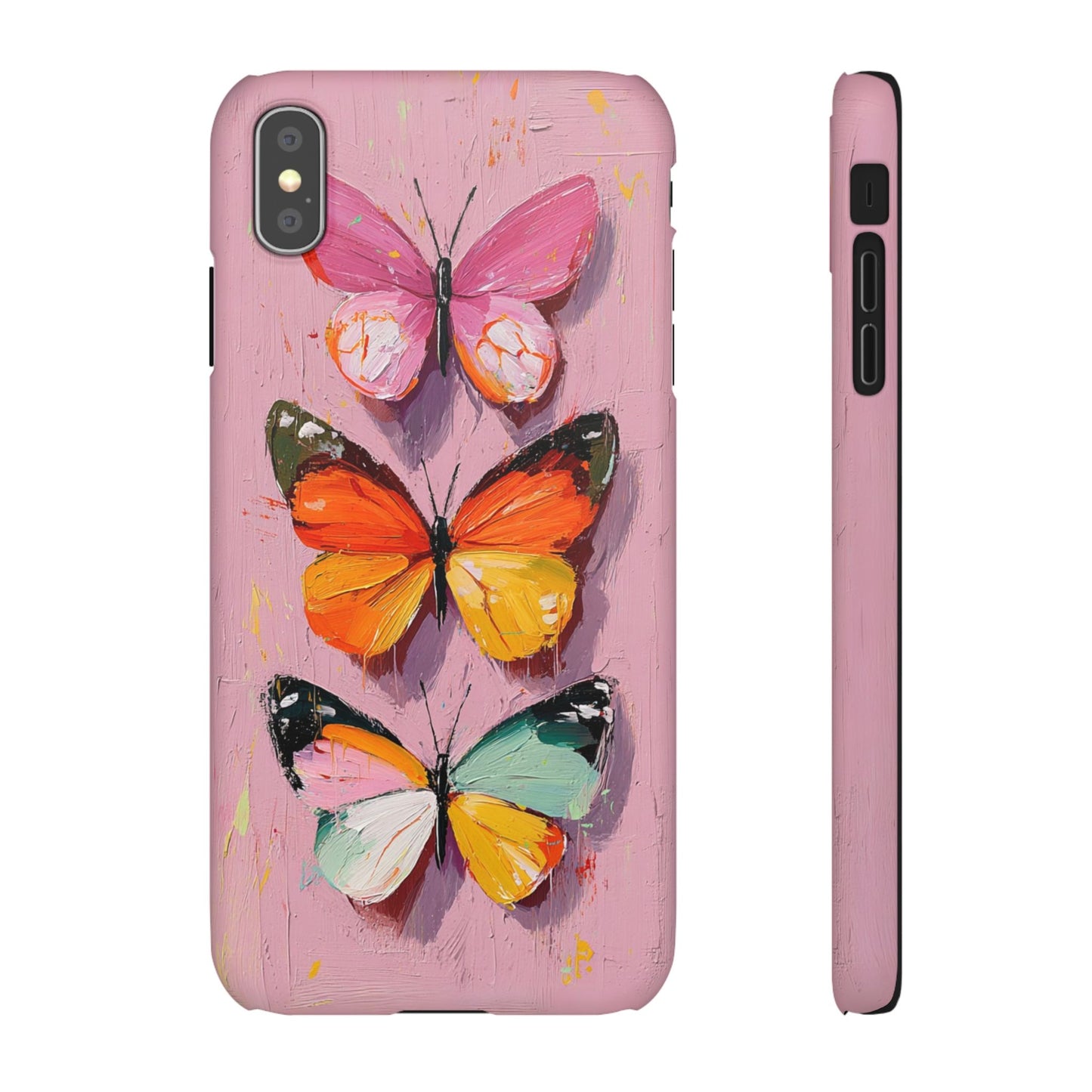 Pink Butterfly Snap Case Cover For iPhone and Samsung