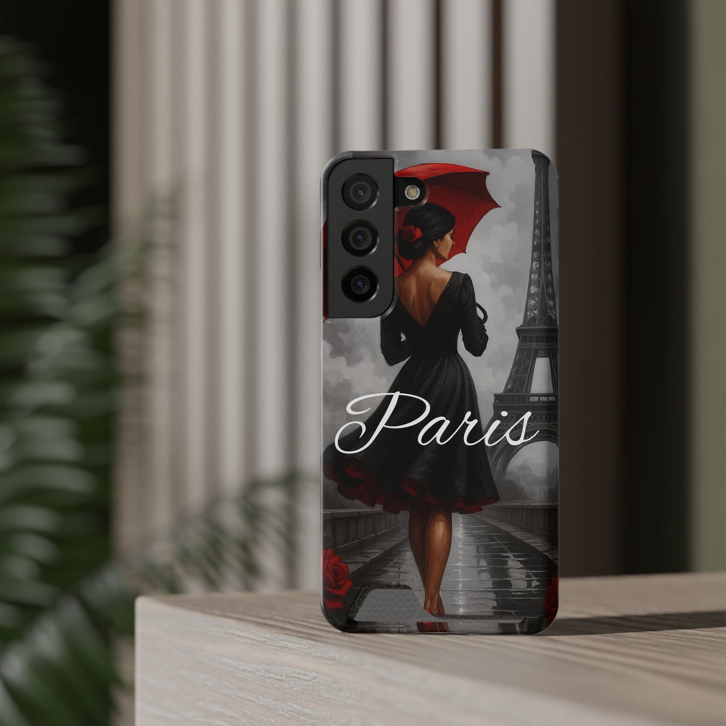 Elegant Parisian Phone Case with Card Holder, Stylish Gift for Travelers, Chic Accessory, Paris-themed, Practical Tech Holder