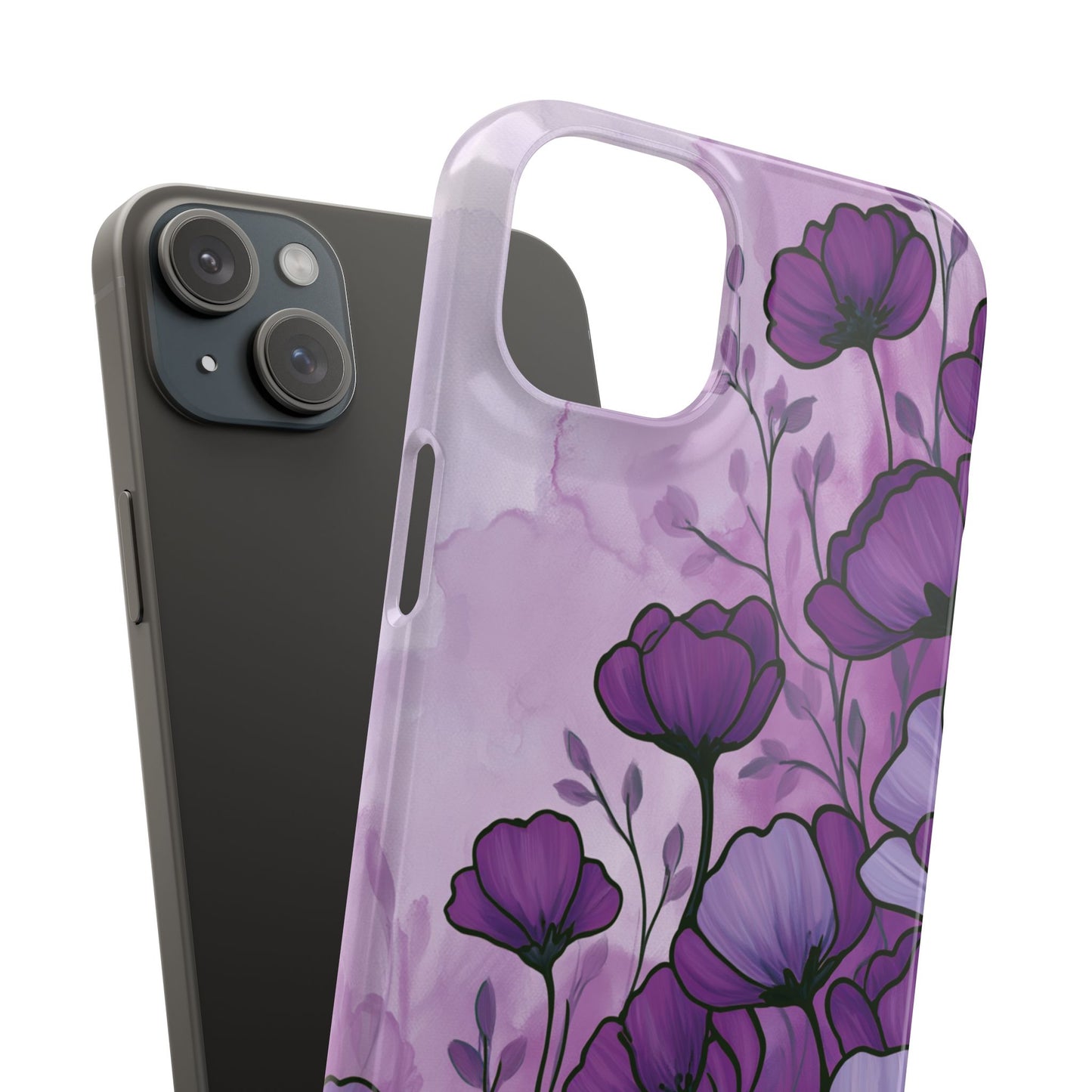 Purple Floral Phone Case – Violet Watercolor Poppy Snap Case
