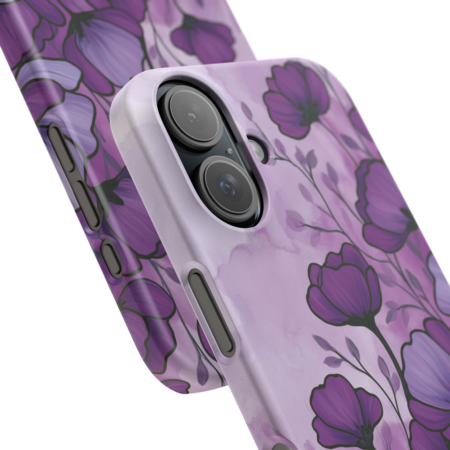 Purple Floral Phone Case – Violet Watercolor Poppy Snap Case