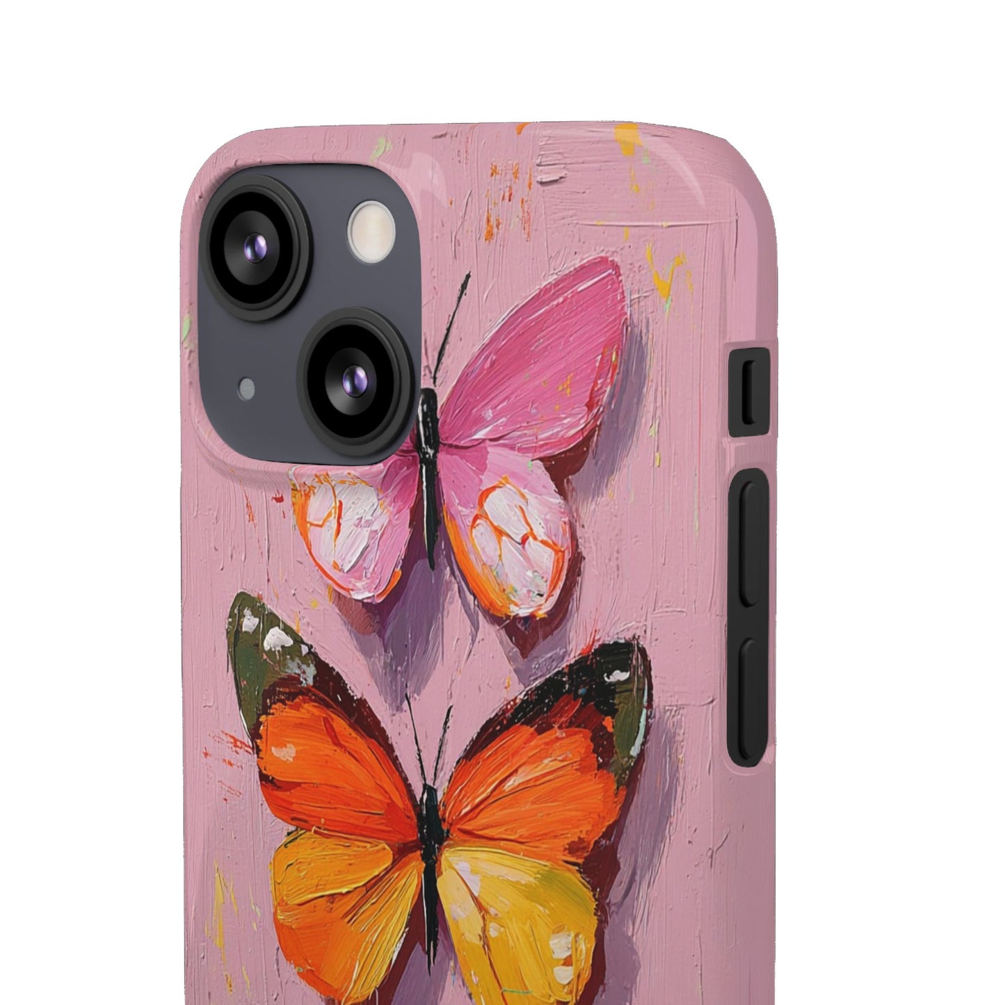 Pink Butterfly Snap Case Cover For iPhone and Samsung