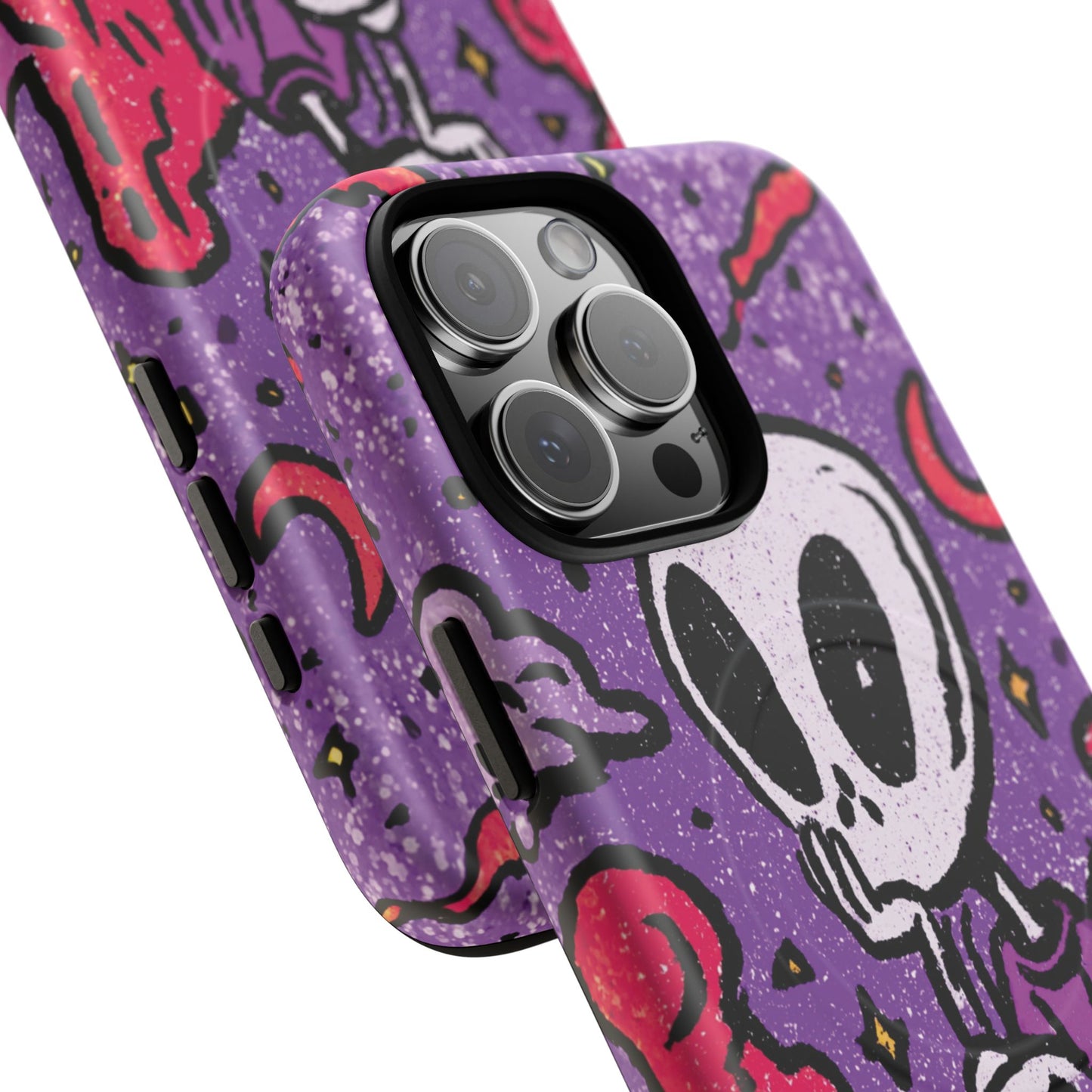 Alien Mushroom Phone Case — Cute Skeletal Space Illustration Tough Magnetic Case