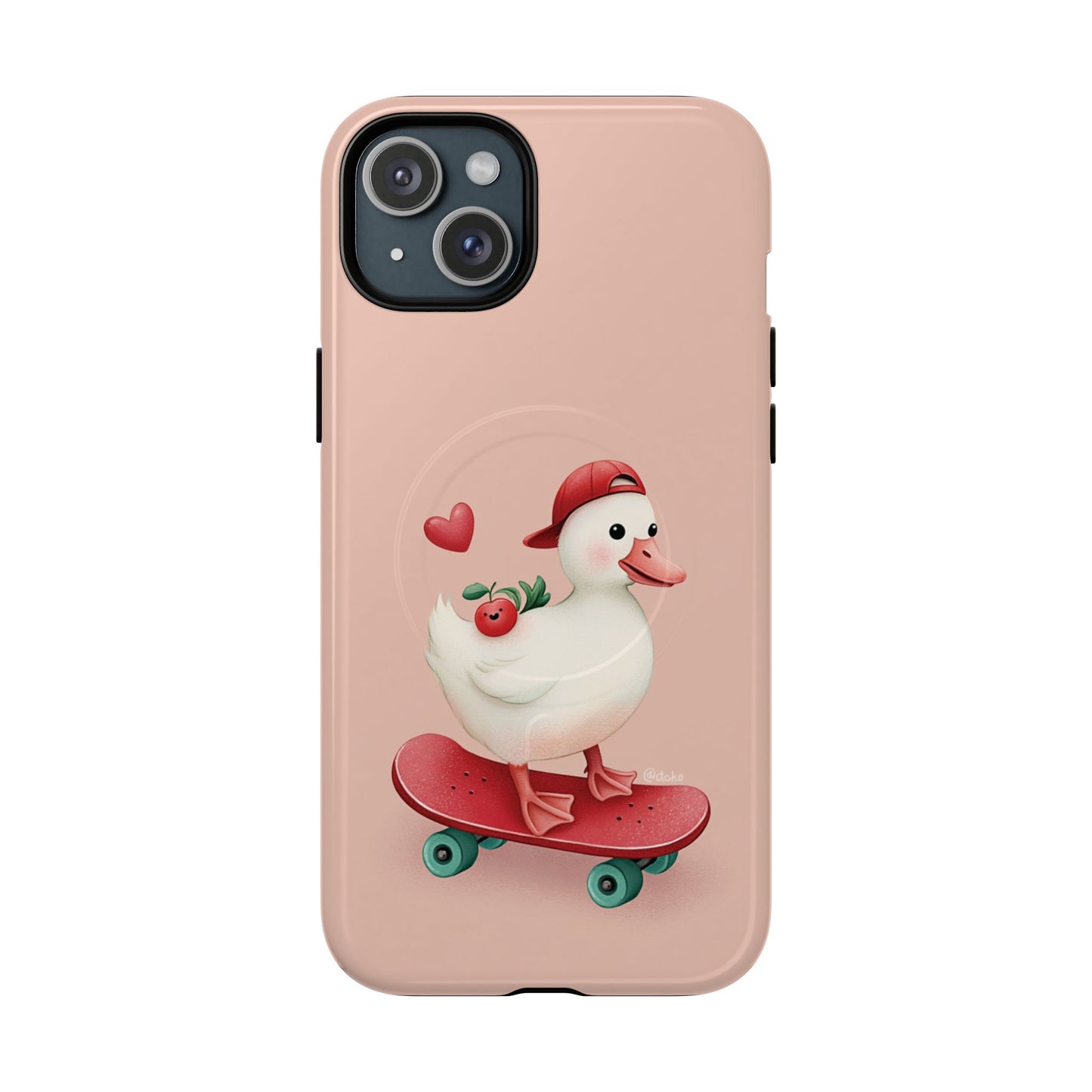 Duck Skateboard Magnetic Phone Case — Cute Pink Protective iPhone Cover