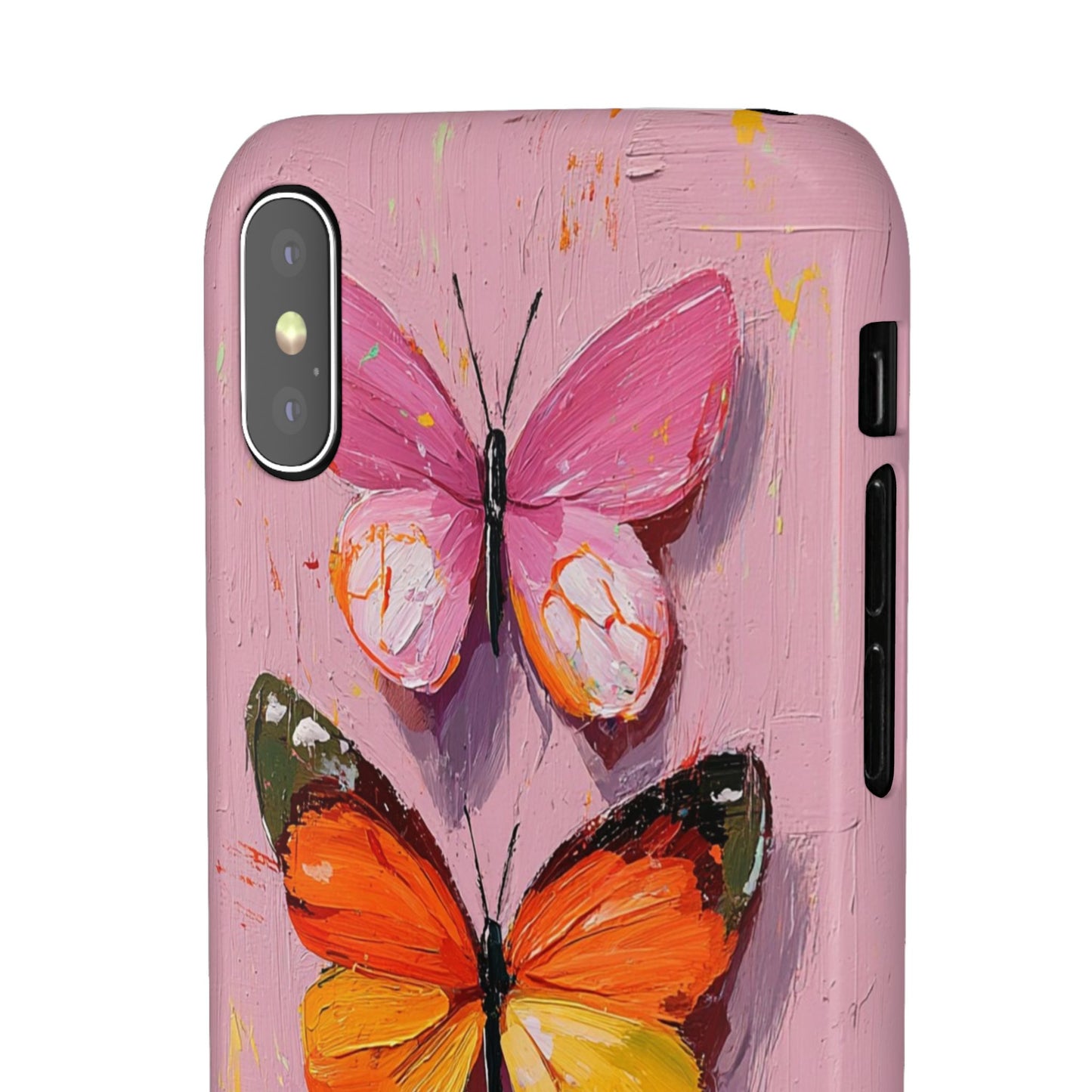 Pink Butterfly Snap Case Cover For iPhone and Samsung