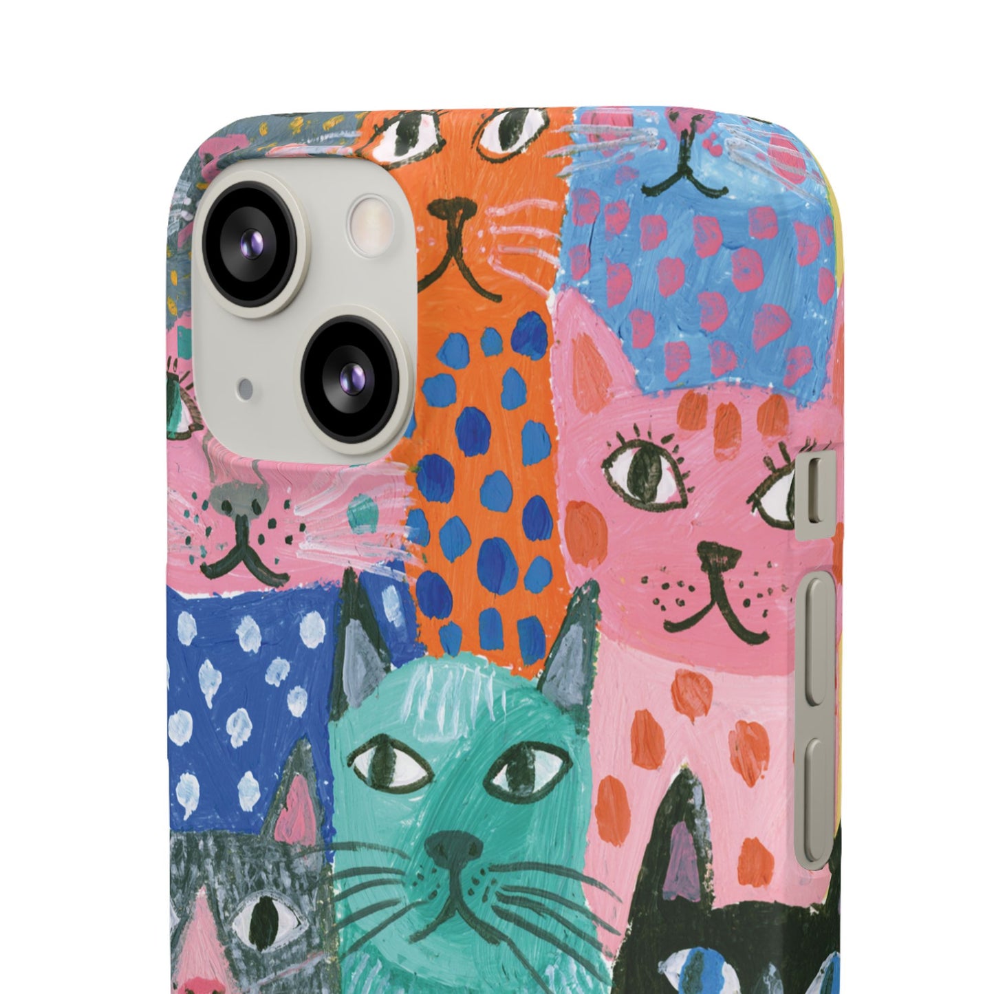Colorful Cat Pattern Phone Case – Cute Multicolor Kitty Snap Case