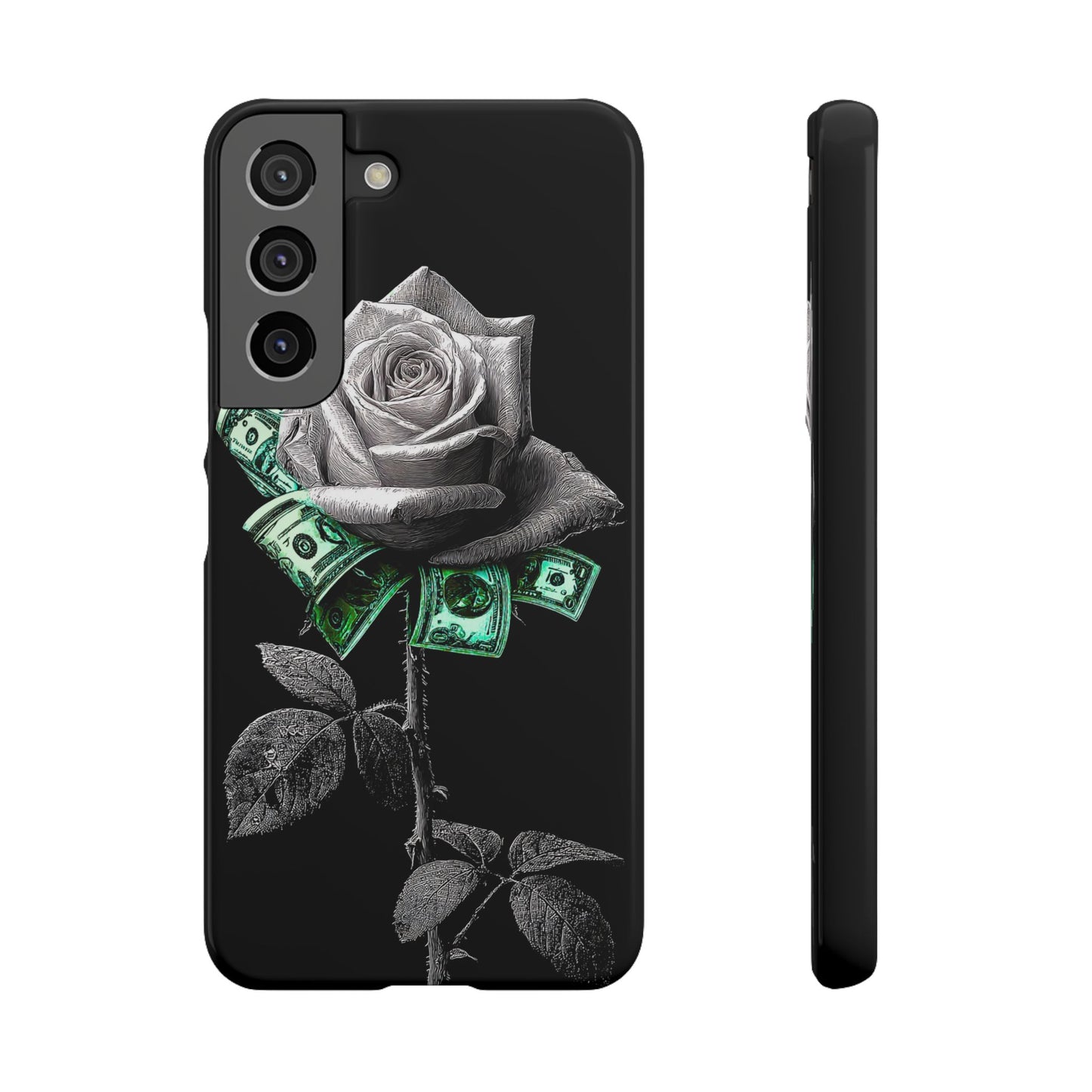 Stylish Rose & Money Snap Case - Floral Phone Protection, Trendy Gift for Him/Her, Birthday Present, Accessories for Teens