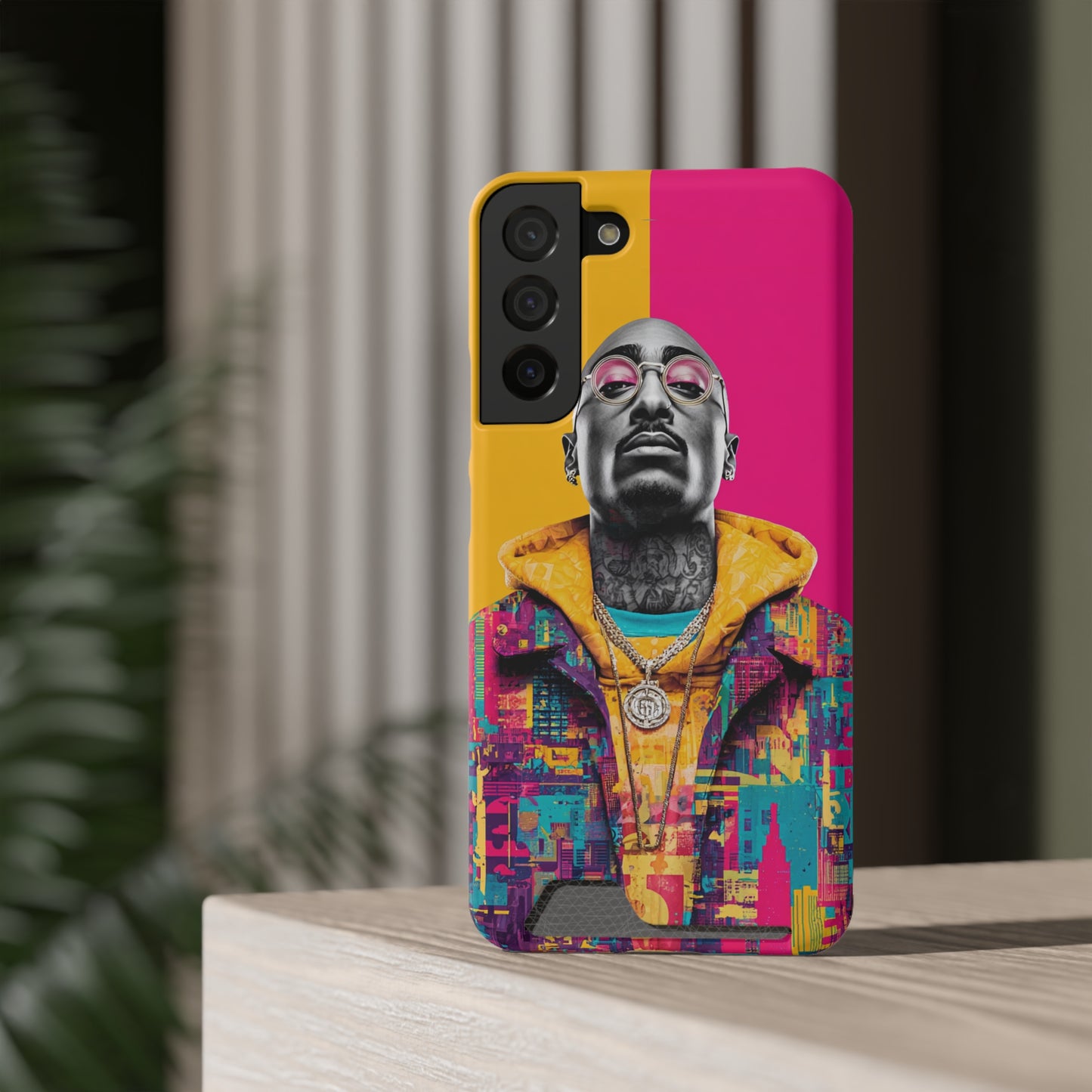Vibrant Phone Case With Card Holder - Retro Style, Hip Hop Lover's Accessory, Colorful Gift, Music Enthusiast Essential, Unique Phone [...]