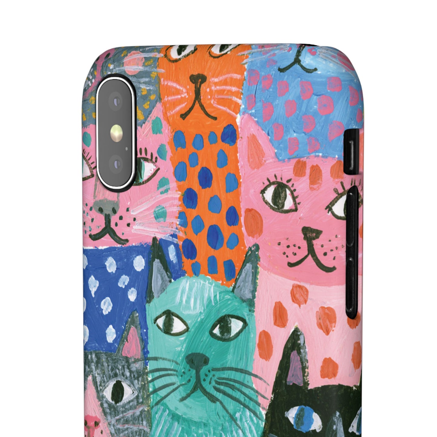 Colorful Cat Pattern Phone Case – Cute Multicolor Kitty Snap Case
