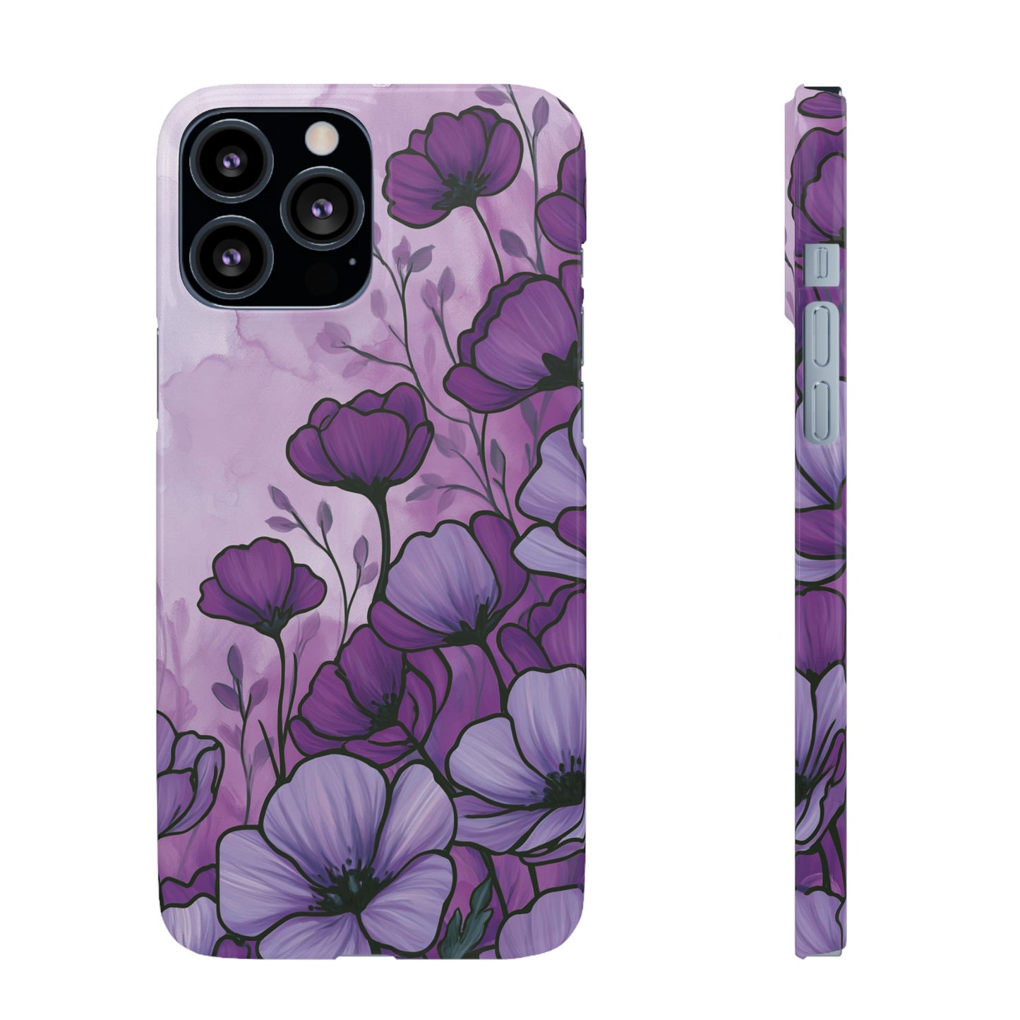 Purple Floral Phone Case – Violet Watercolor Poppy Snap Case