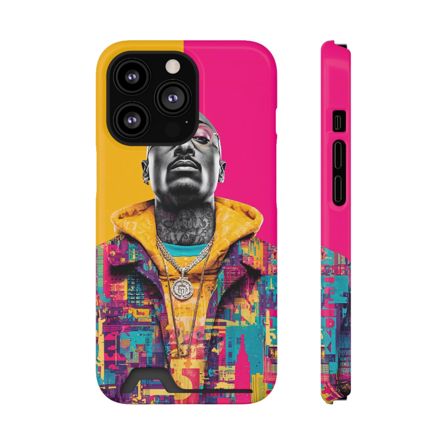 Vibrant Phone Case With Card Holder - Retro Style, Hip Hop Lover's Accessory, Colorful Gift, Music Enthusiast Essential, Unique Phone [...]