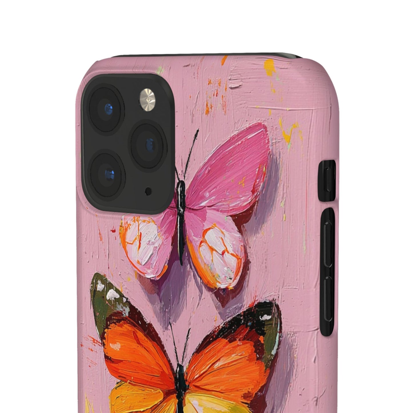 Pink Butterfly Snap Case Cover For iPhone and Samsung