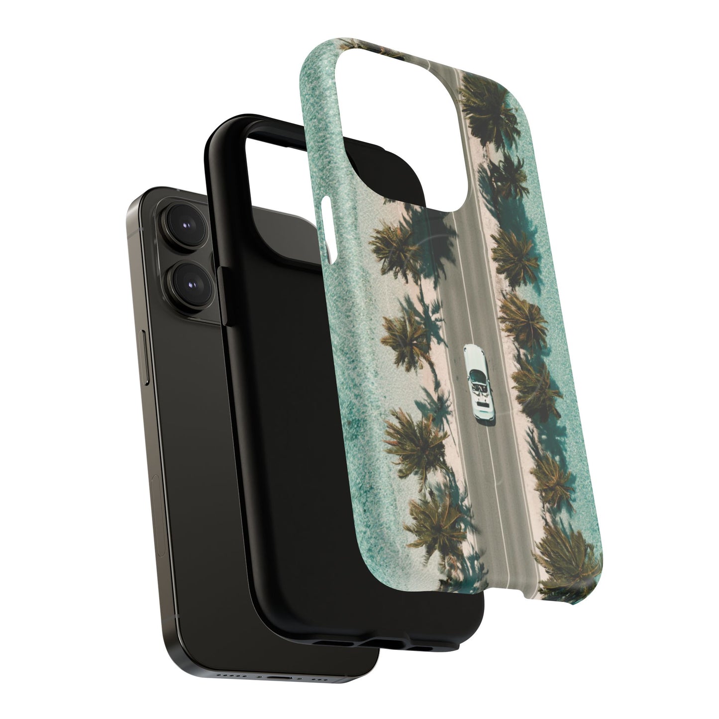 Palm Road Tough Magnetic Phone Case — Coastal Aerial Car Design