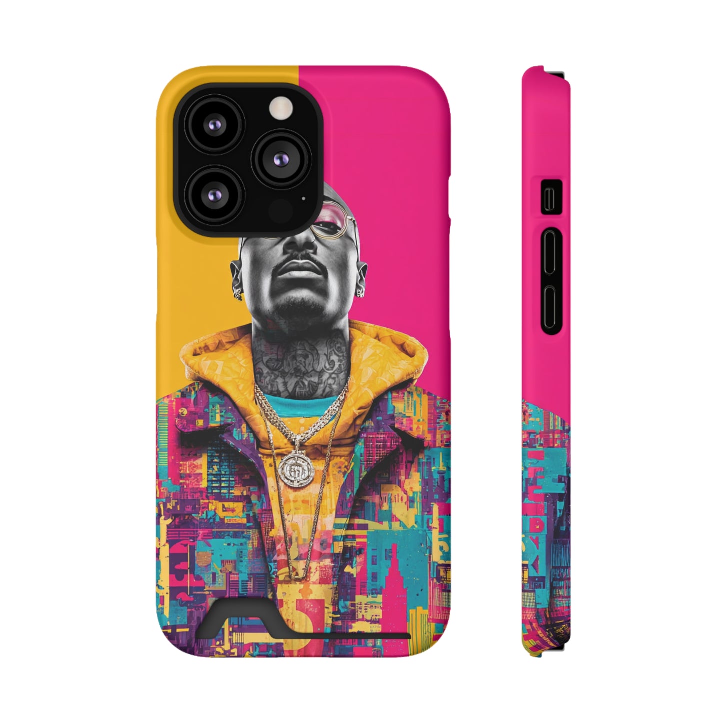 Vibrant Phone Case With Card Holder - Retro Style, Hip Hop Lover's Accessory, Colorful Gift, Music Enthusiast Essential, Unique Phone [...]