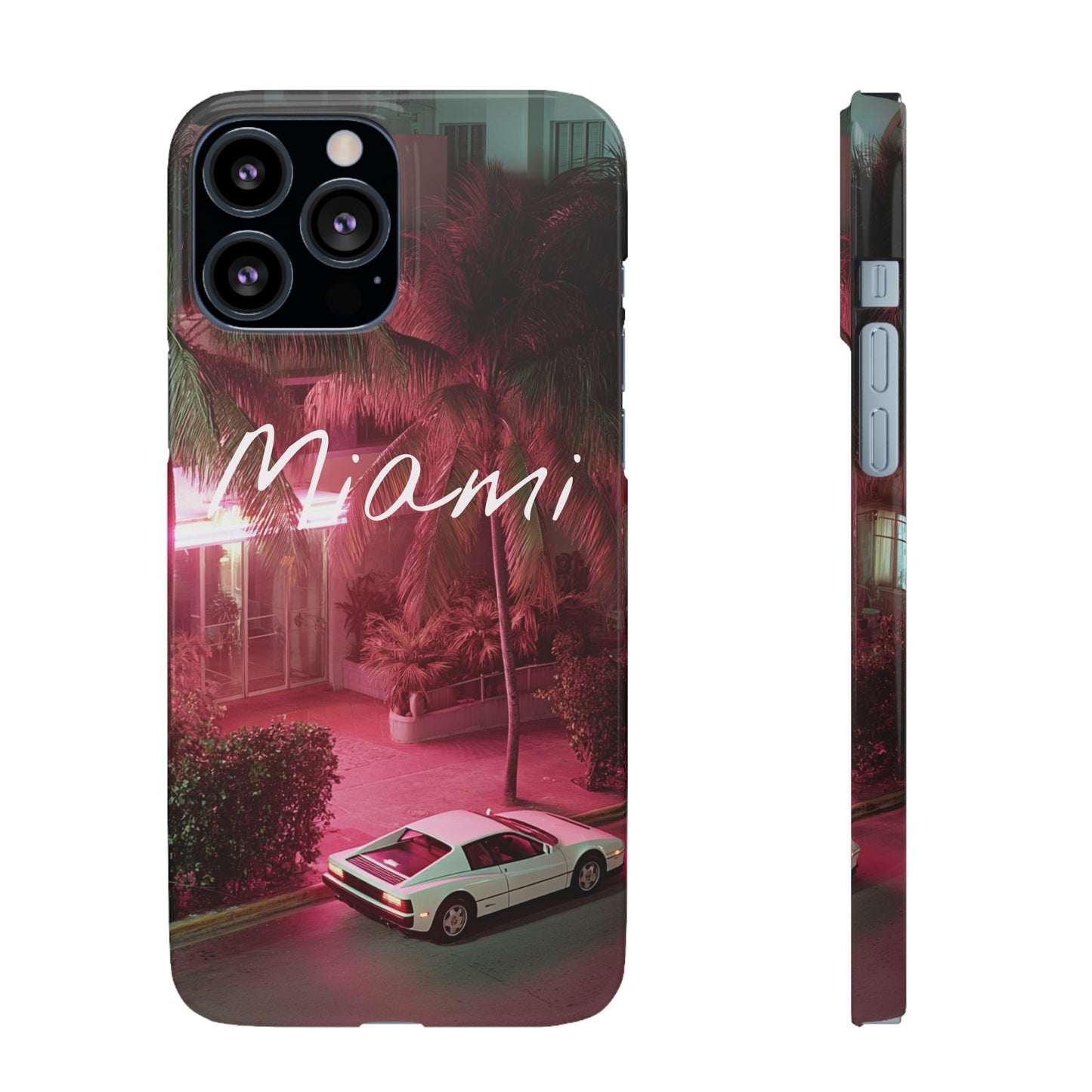 Miami Vibes Snap Case, Tropical Phone Cover, Summer Accessory, Gift for Travel Lovers, Neon Aesthetic, Beach-themed Tech