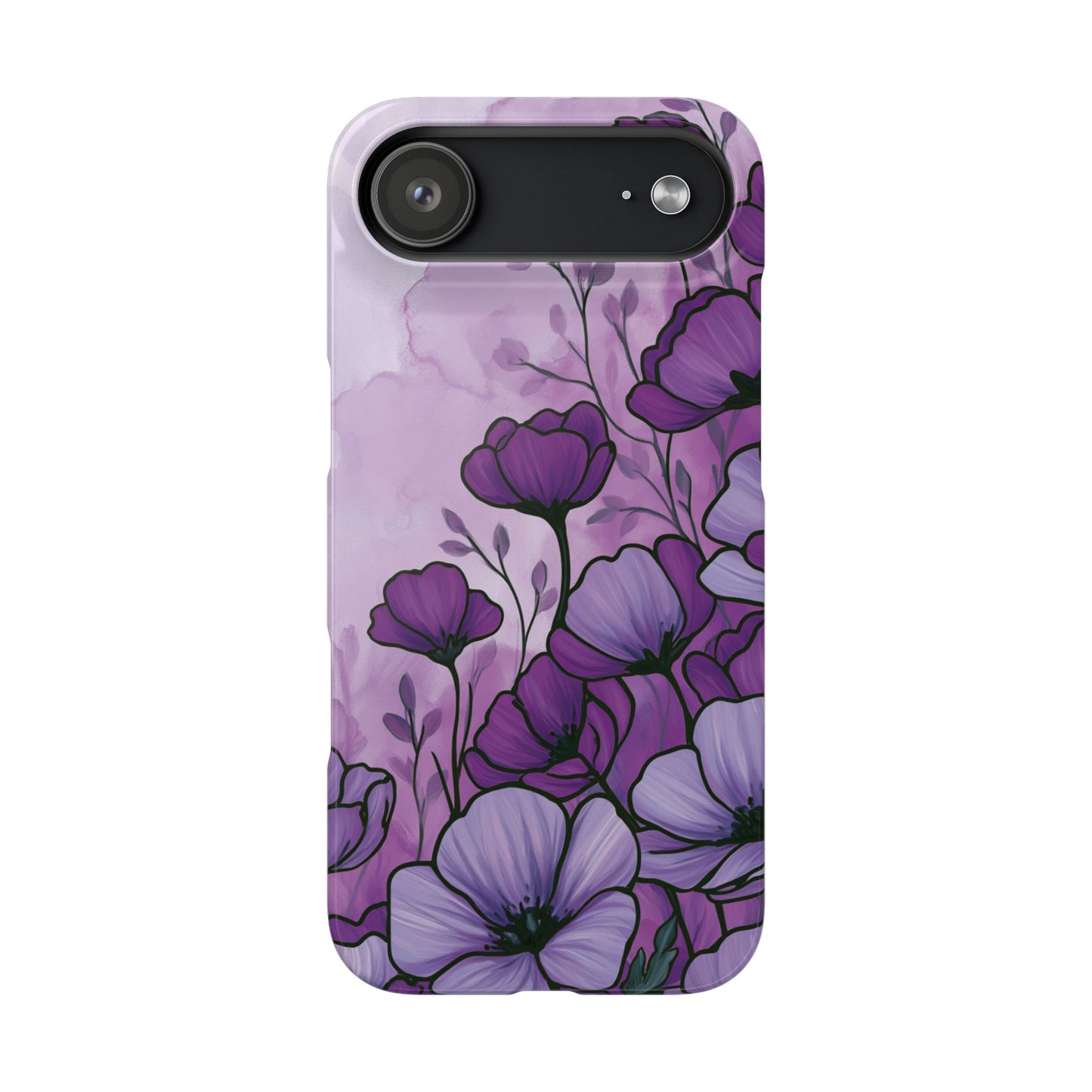 Purple Floral Phone Case – Violet Watercolor Poppy Snap Case