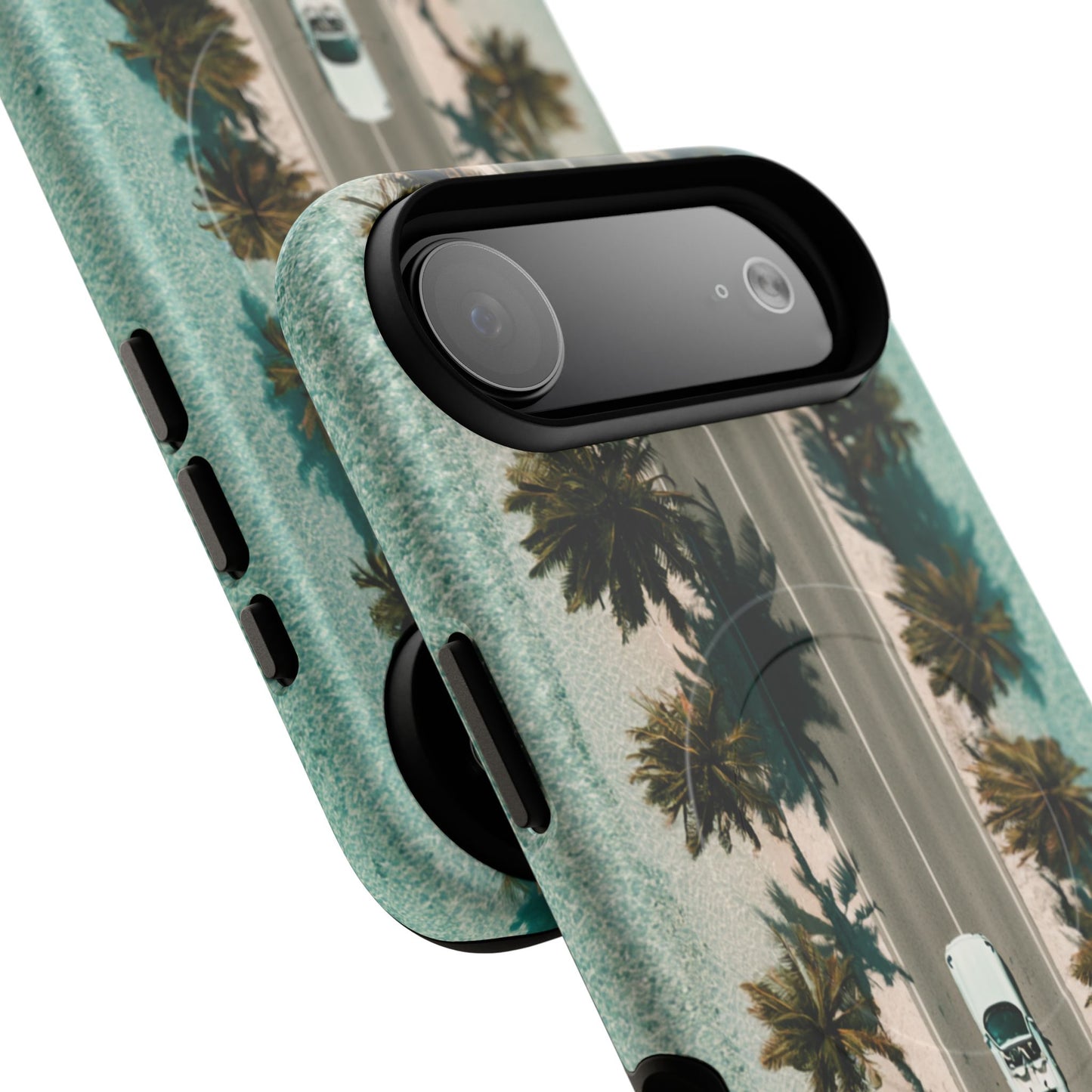 Palm Road Tough Magnetic Phone Case — Coastal Aerial Car Design