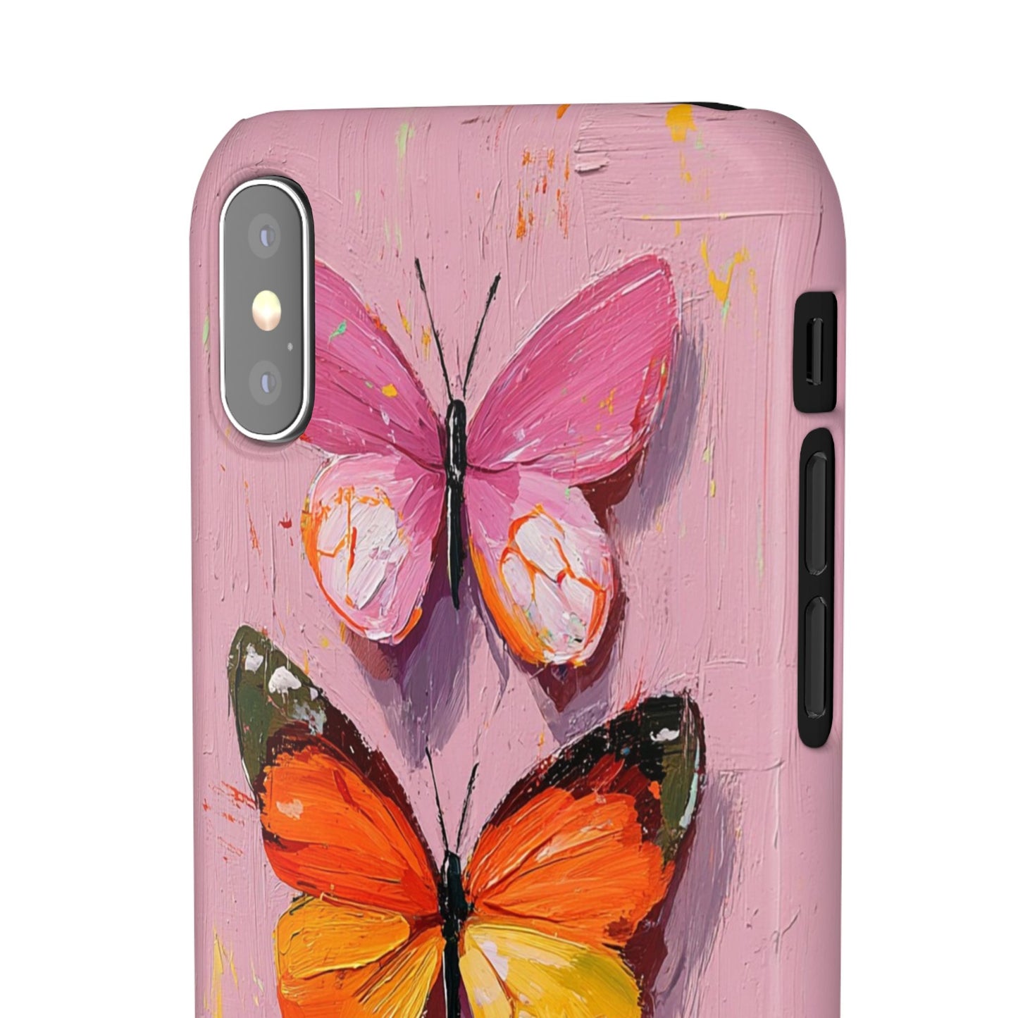 Pink Butterfly Snap Case Cover For iPhone and Samsung