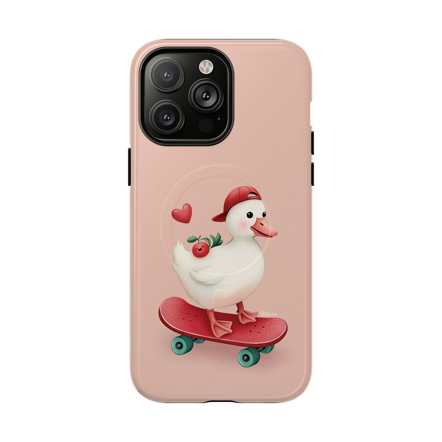Duck Skateboard Magnetic Phone Case — Cute Pink Protective iPhone Cover