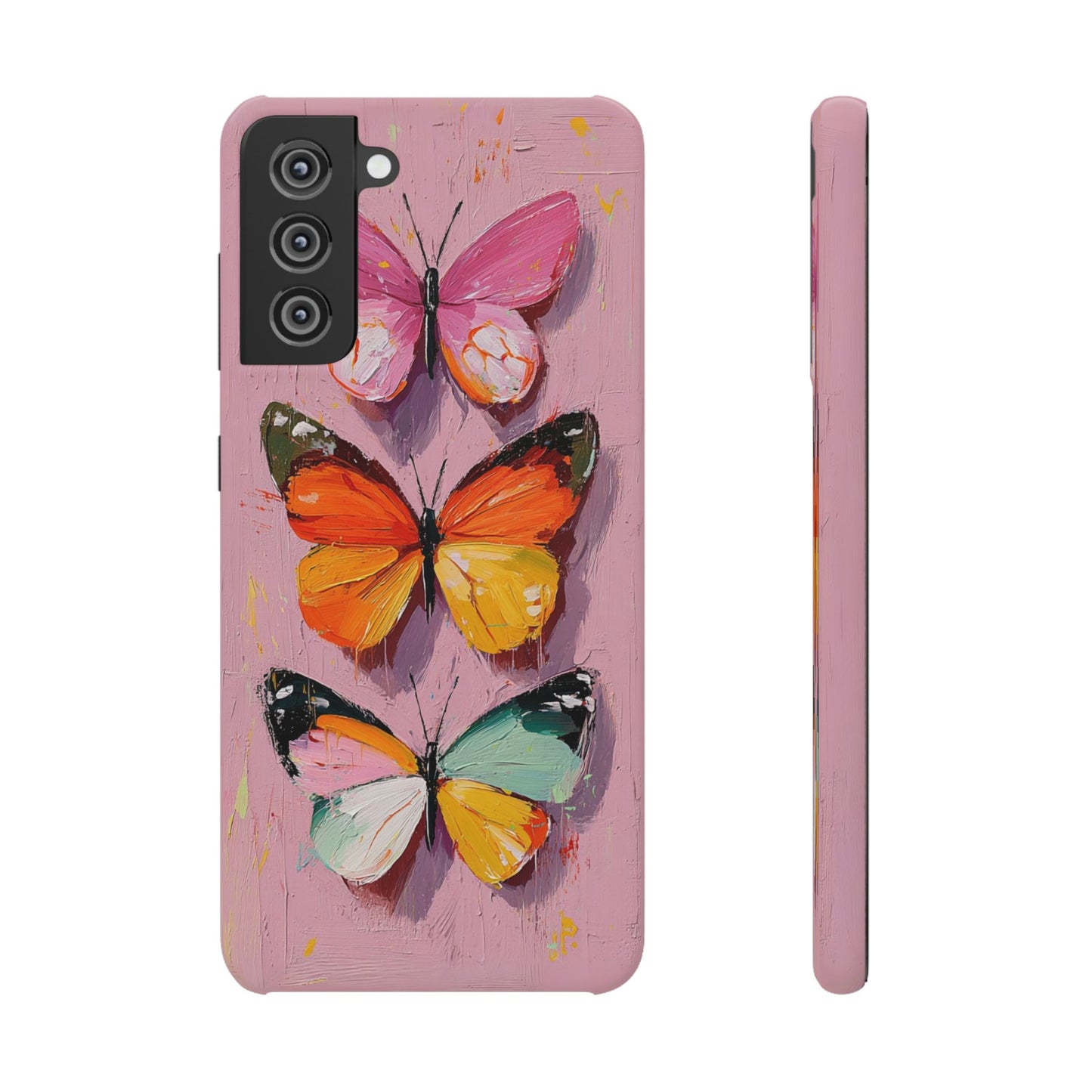 Pink Butterfly Snap Case Cover For iPhone and Samsung