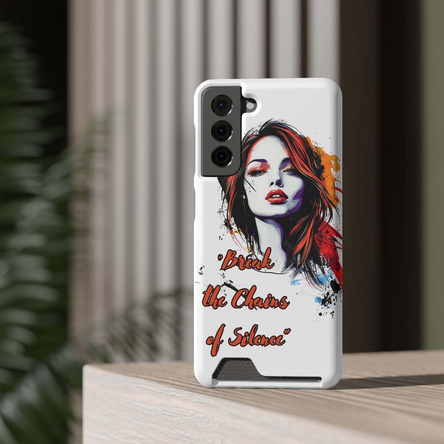 Artistic Phone Case With Card Holder for Empowerment | Break the Chains of Silence, Trendy Gift for Friends, Unique Phone Accessories, [...]