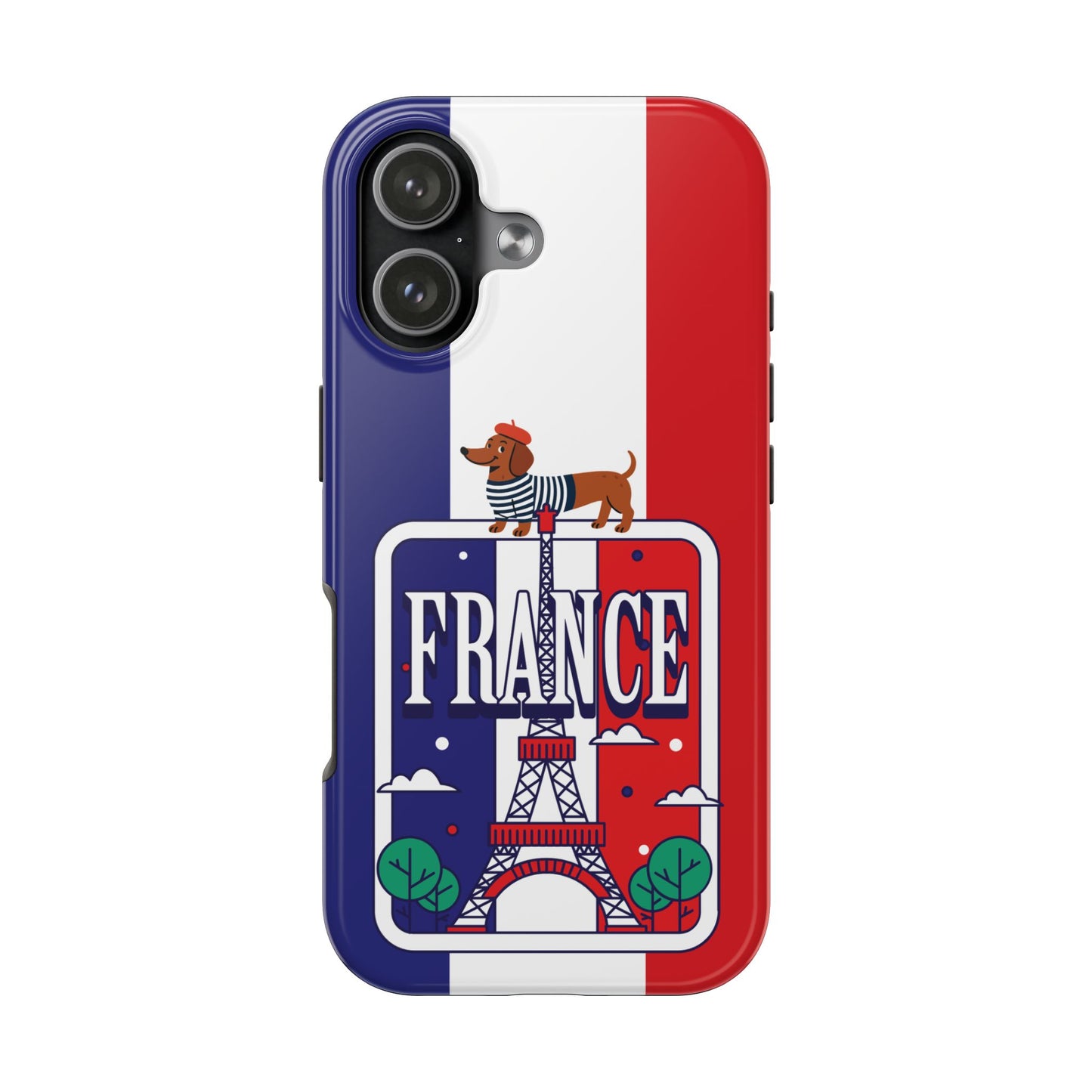 France Flag Dachshund Tough Phone Case — Eiffel Tower Travel Protective Cover