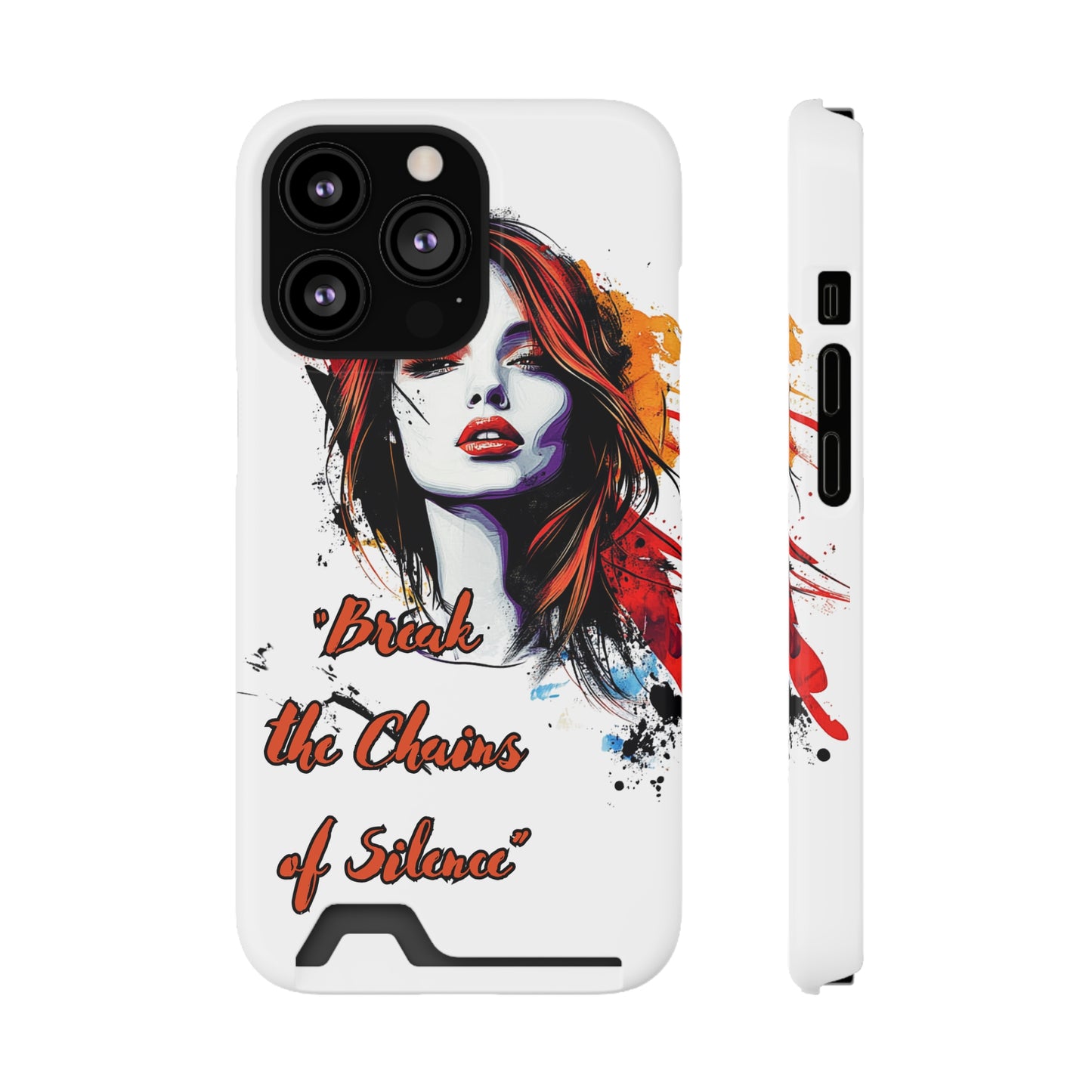 Artistic Phone Case With Card Holder for Empowerment | Break the Chains of Silence, Trendy Gift for Friends, Unique Phone Accessories, [...]